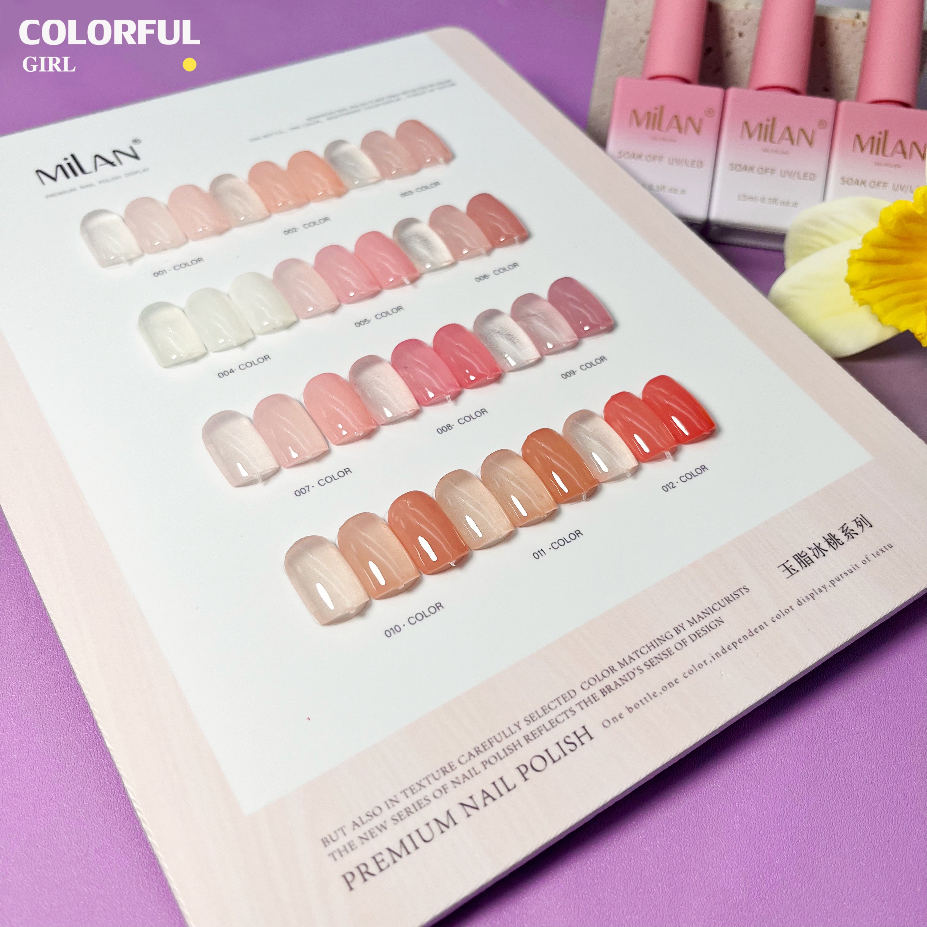 MILAN 12 สี สีเจลไซรัป โทนชมพู Ice Peach 12 สี แถม ชาร์ทสีฟรี
