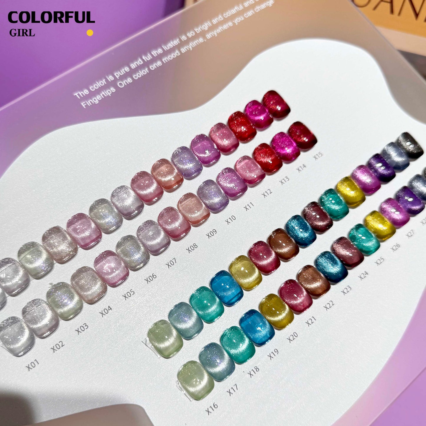 【พร้อมส่ง】สีเจลแคทอาย Xuanfeier30สี สีลูกแก้ว ฟรีชาร์ทสี Cat eye แม่เหล็ก เอฟเฟกต์มันเงามาก