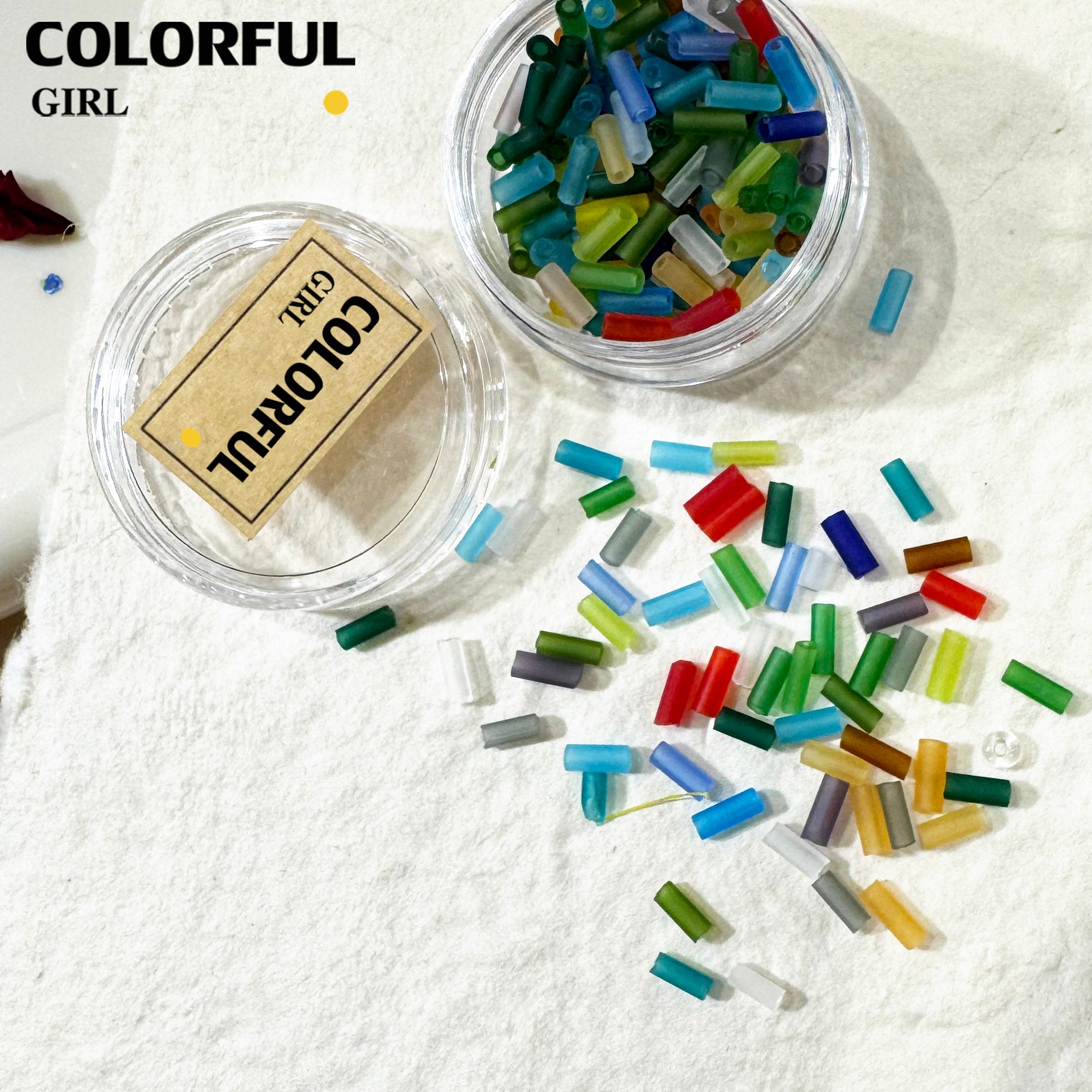 FUN BEADS สไตล์เกาหลี อะไหล่แต่งเล็บ หลากสี แบบกระปุก