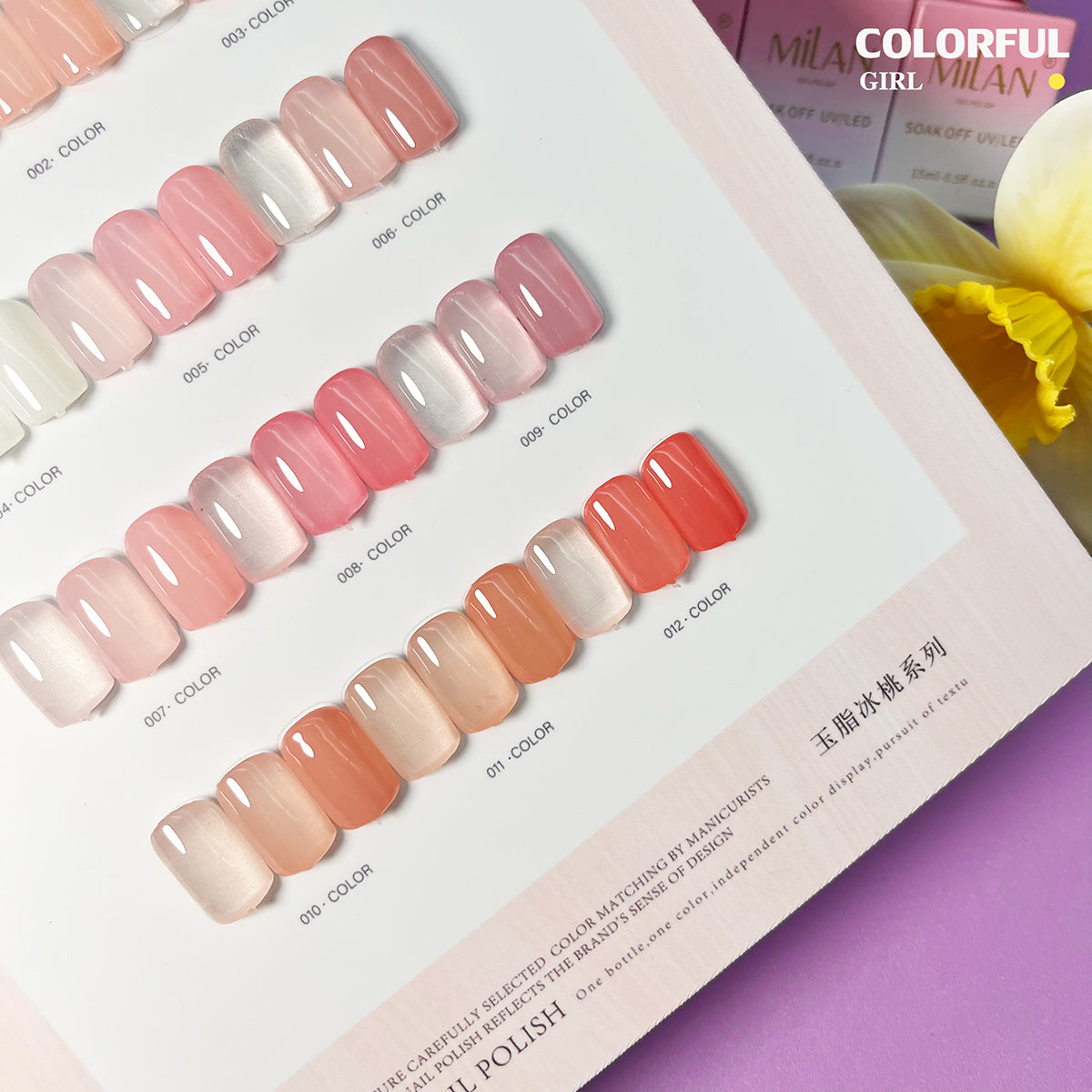 MILAN 12 สี สีเจลไซรัป โทนชมพู Ice Peach 12 สี แถม ชาร์ทสีฟรี