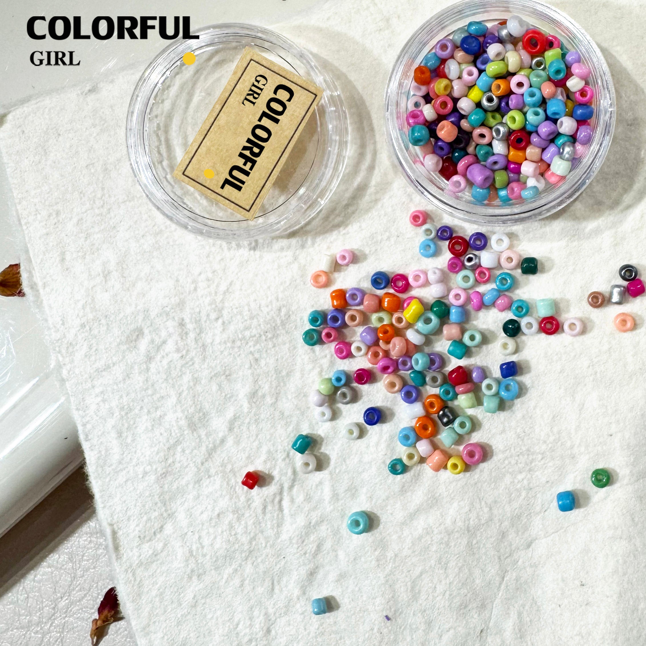 FUN BEADS สไตล์เกาหลี อะไหล่แต่งเล็บ หลากสี แบบกระปุก