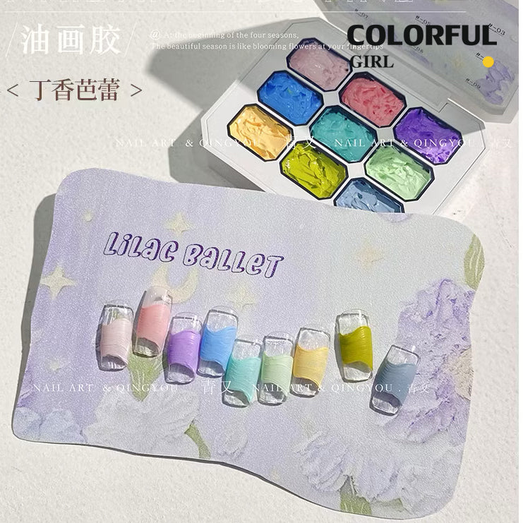 ✨qingyou OIL PAINTING TEXTURE GEL ญี่ปุ่นเล็บแกะสลักกาวแกะสลักดินน้ำมันยูวีเจลจิตรกรรม 5d นูนเจลเล็บอุปกรณ์สำหรับมืออาชีพ 9 สี