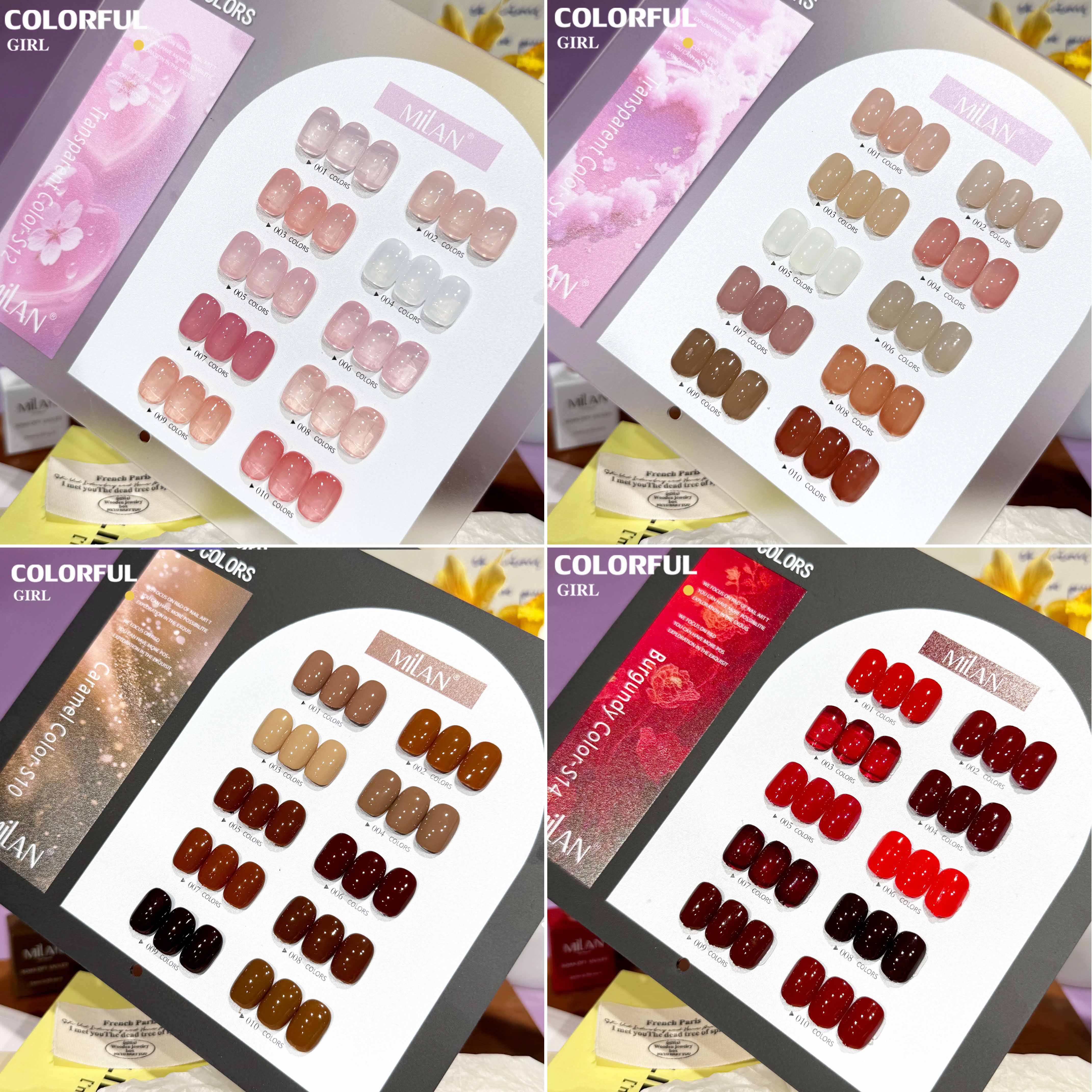 MILANเซ็ตใหม่ 10 สี! สีเจลแคทอายเนื้อซาติน, สีเจลแฟลช, สีเจลแคทอาย/สีลูกแก้ว สีเจลสีพื้น สีเจลไซรัป สีเจลแคทอายฟองอากาศ แถมฟรีชาร์ทสี