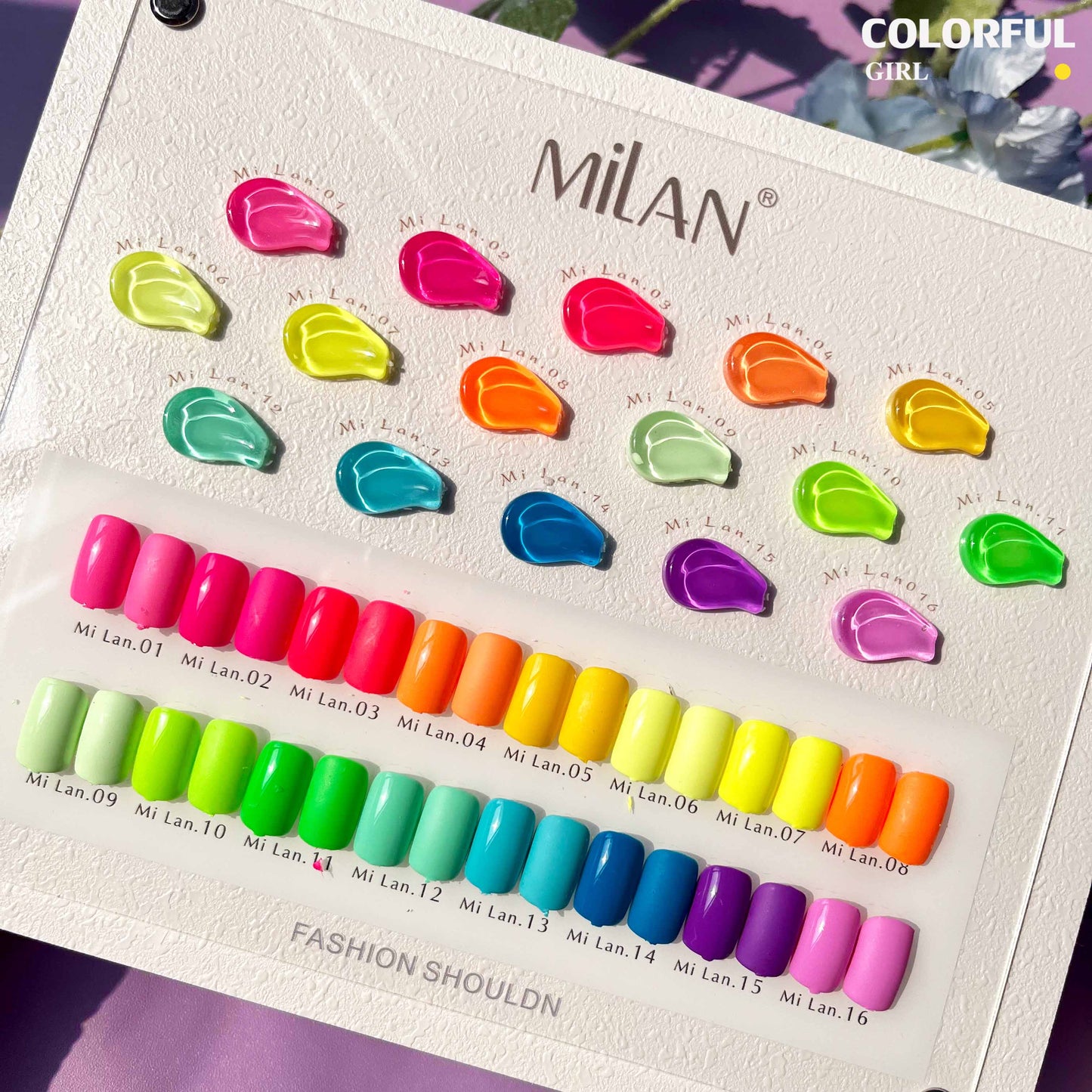 【พร้อมส่ง】 สีทาเล็บเจล (MILAN 16สี) สีเจล นีออน16สี แถมชาทสีฟร +แถมชาทสีฟร