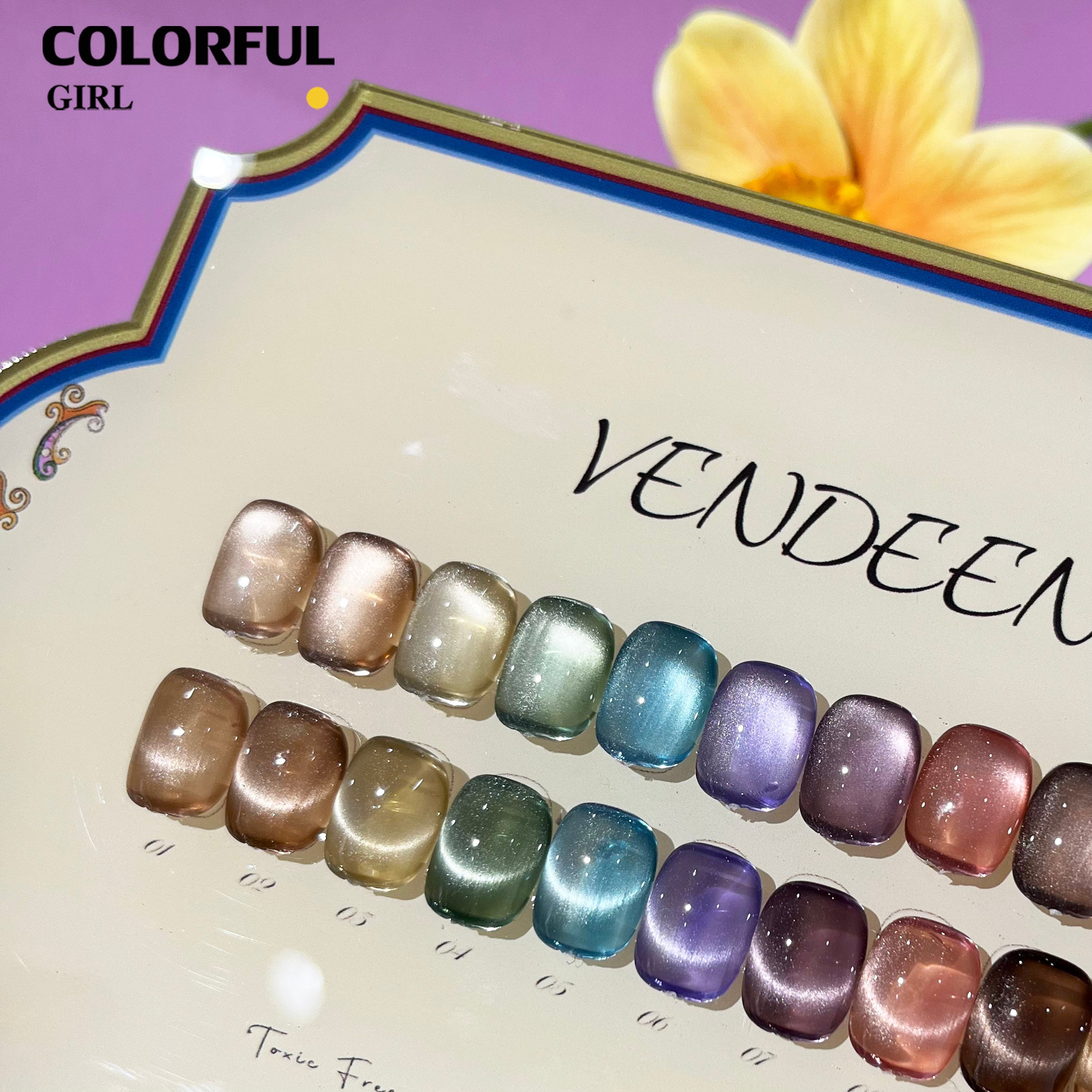 VENDEENI แคทอายเนื้อซาติน 12สี สี แถมฟรีชาร์ทสี ✨
