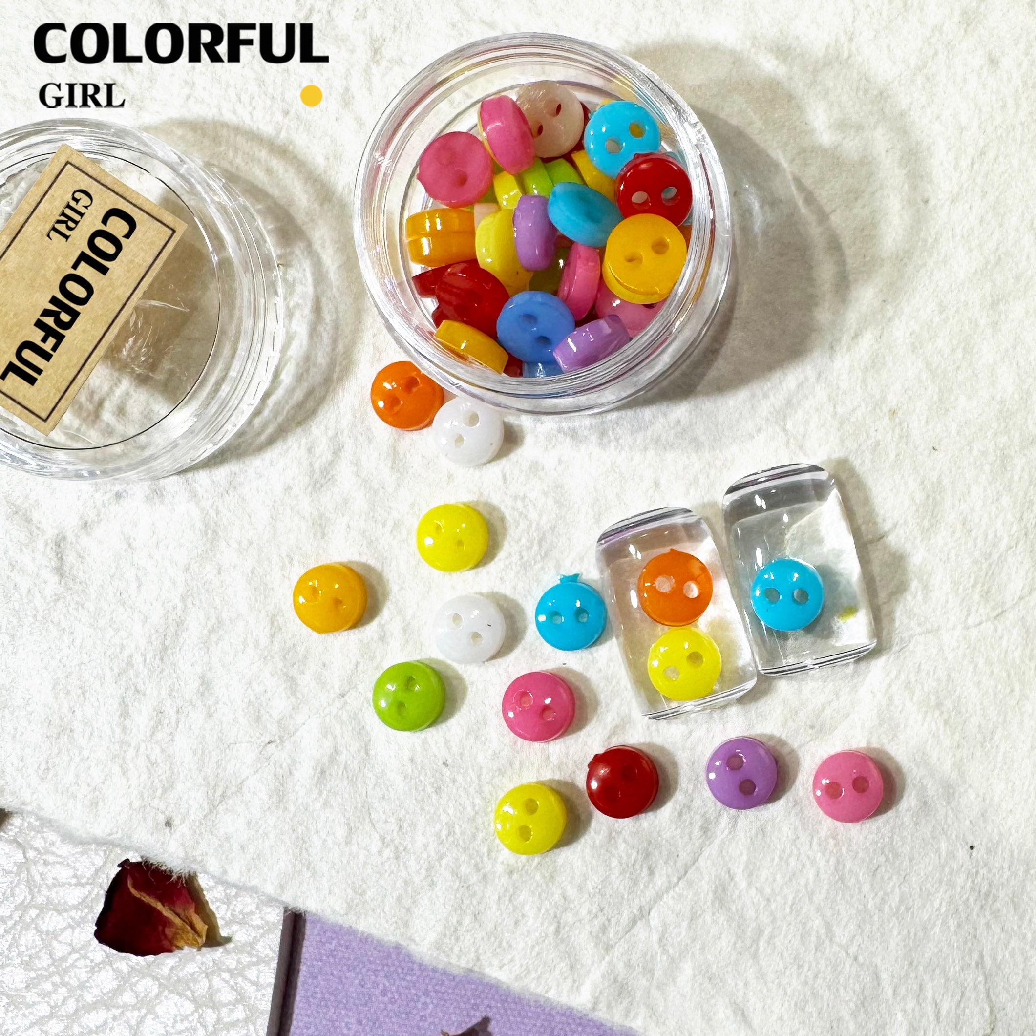 FUN BEADS สไตล์เกาหลี อะไหล่แต่งเล็บ หลากสี แบบกระปุก
