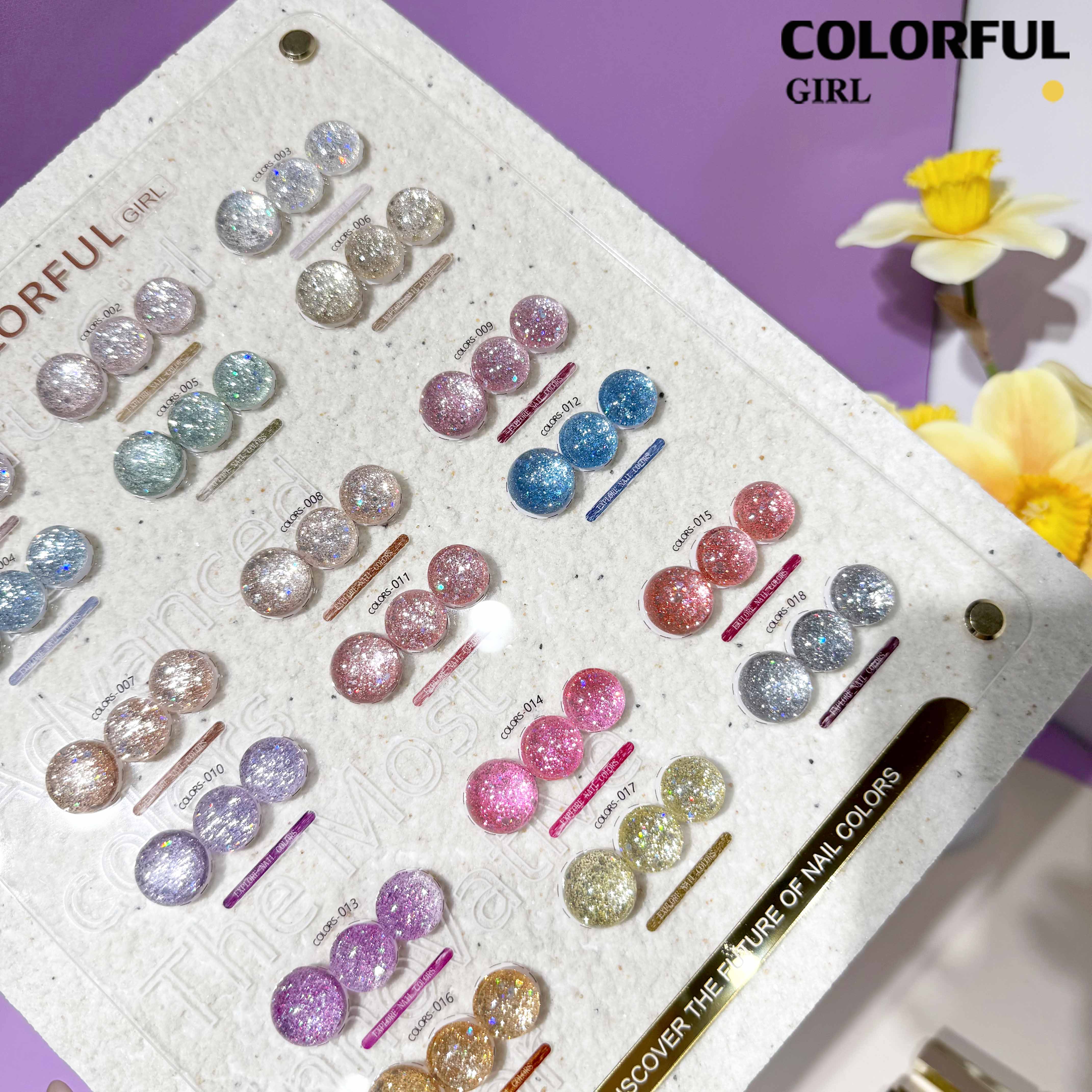 COLORFUL GIRL สีกากเพชร+เลเซอร์แฟลช 18 สี แถมฟรีชาร์ทสี