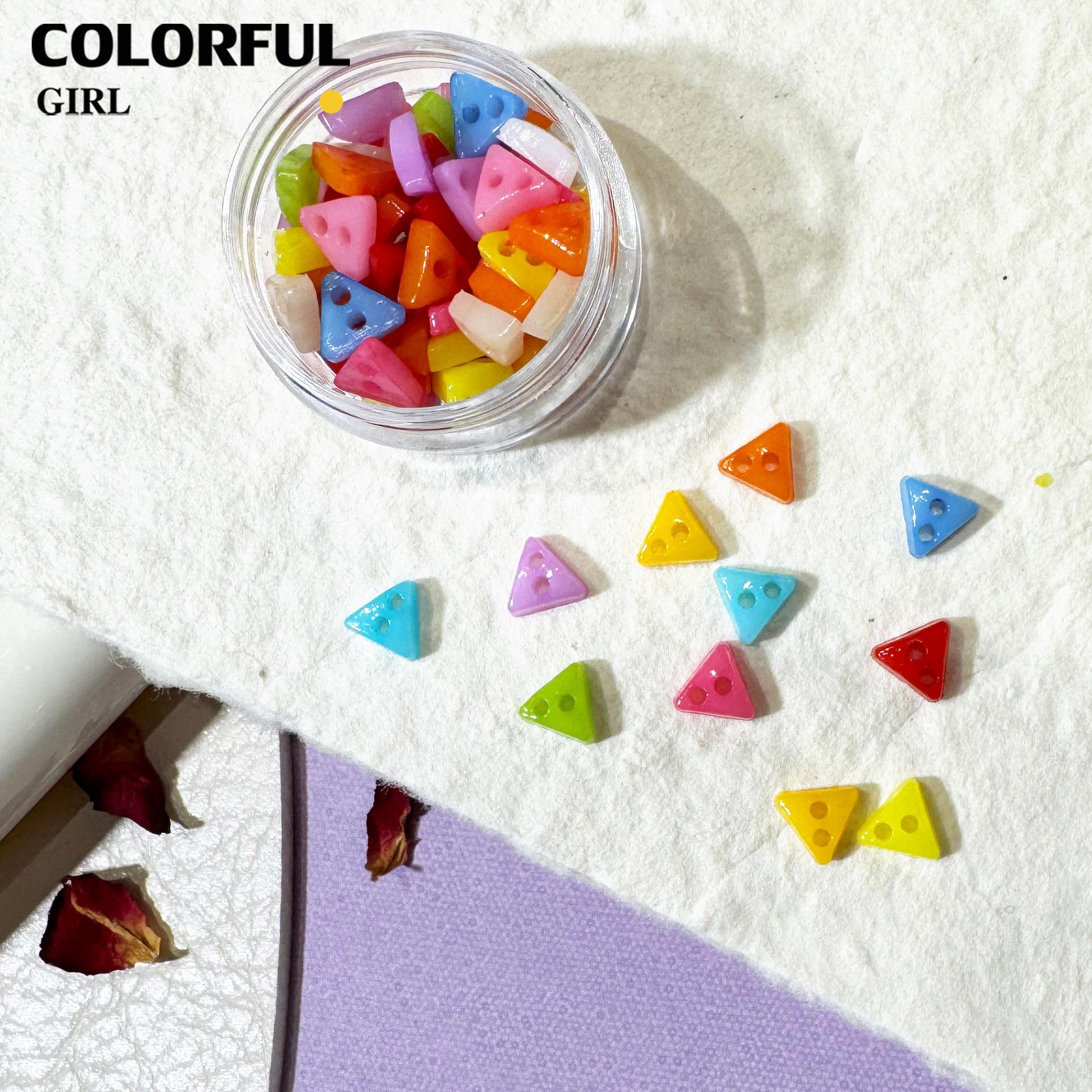 FUN BEADS สไตล์เกาหลี อะไหล่แต่งเล็บ หลากสี แบบกระปุก