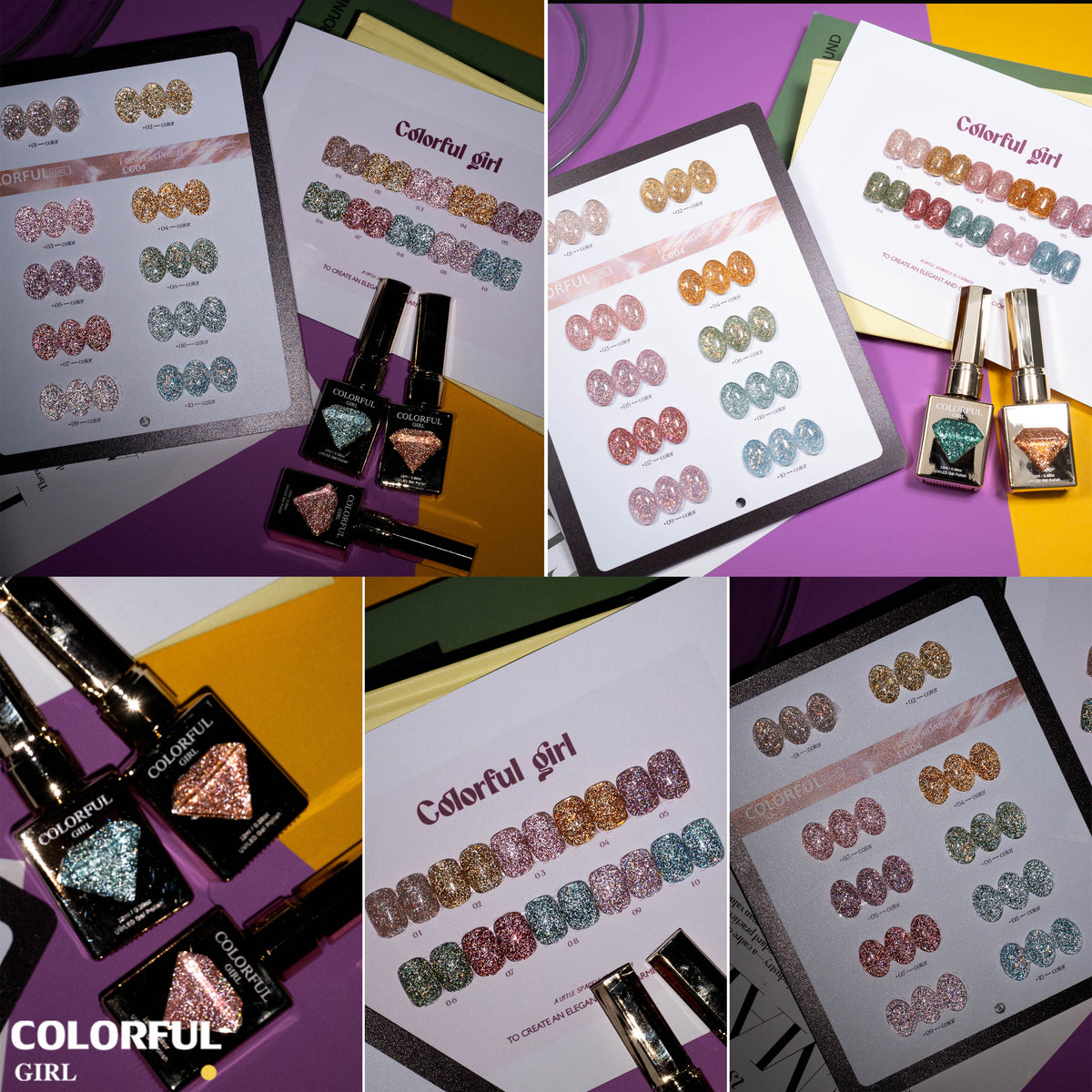 【พร้อมส่ง】Colorful Girl สีเจลแฟลชผสมฟอยล์เงิน 10 สี เล่นแสงสวย เปล่งประกายแม้อยู่กลางแสงแดด สีครบ ใช้งานระดับมืออาชีพ + ฟรีชาร์ทสี "