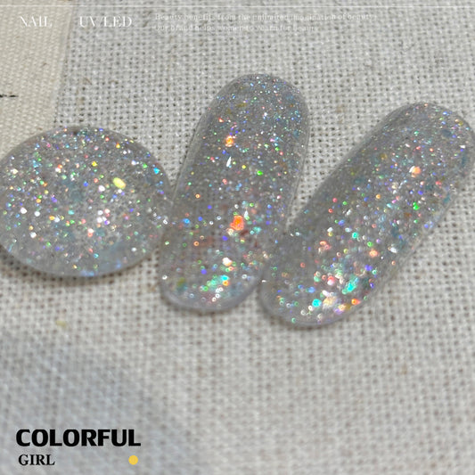 【พร้อมส่ง】Colorful Girl สีเจลกลิตเตอร์ บิงเยว่ / ยุนปั๋ว|ขวดครีม 15ml|เอฟเฟกต์วิ้งละอองดาว & นมหรูระยิบระยับ|ทาทับได้ สีใสเม็ดเล็ก / ผสมทองคำเปลว