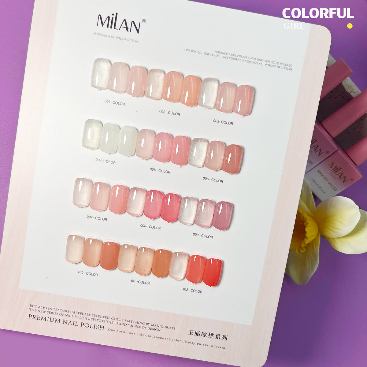 MILAN 12 สี สีเจลไซรัป โทนชมพู Ice Peach 12 สี แถม ชาร์ทสีฟรี