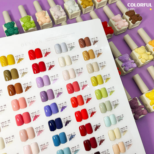 Bear Gel Colours 60 สี 1 ชาร์ต (ขนาด 15 มล.) รวมบนและล่าง และชาร์ตสีทาเล็บ พร้อมชาร์ตแสดงผล สีขวดเหมือนกับสี