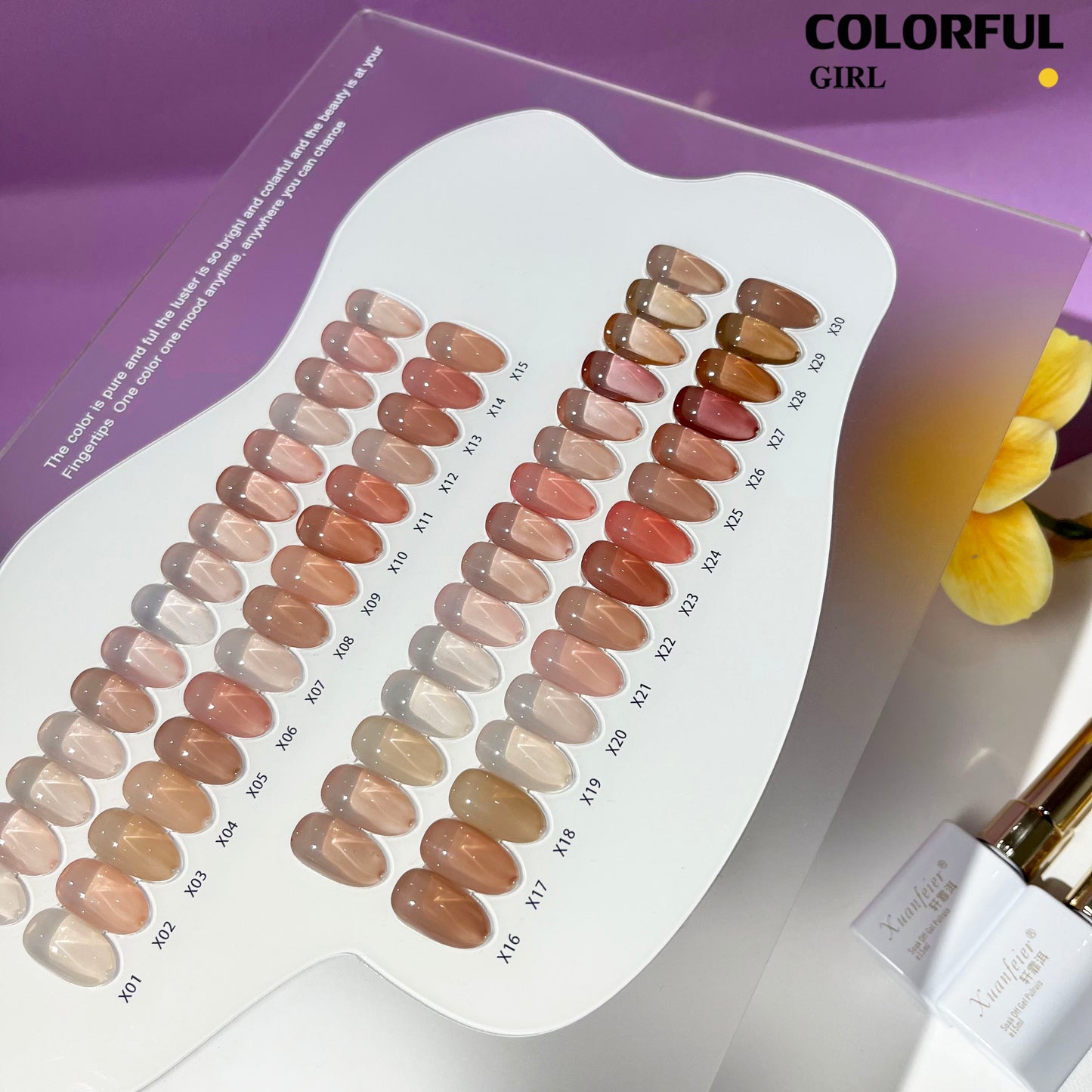 ✨พร้อมส่ง🇹🇭✨สีเจลไซรัปรุ่นใหม่ XUANFEIER 30  สี สีเจลไซรัป โทนชมพู Ice Peach 30 สี แถม ชาร์ทสี สีเจลไซรัปIce Peach