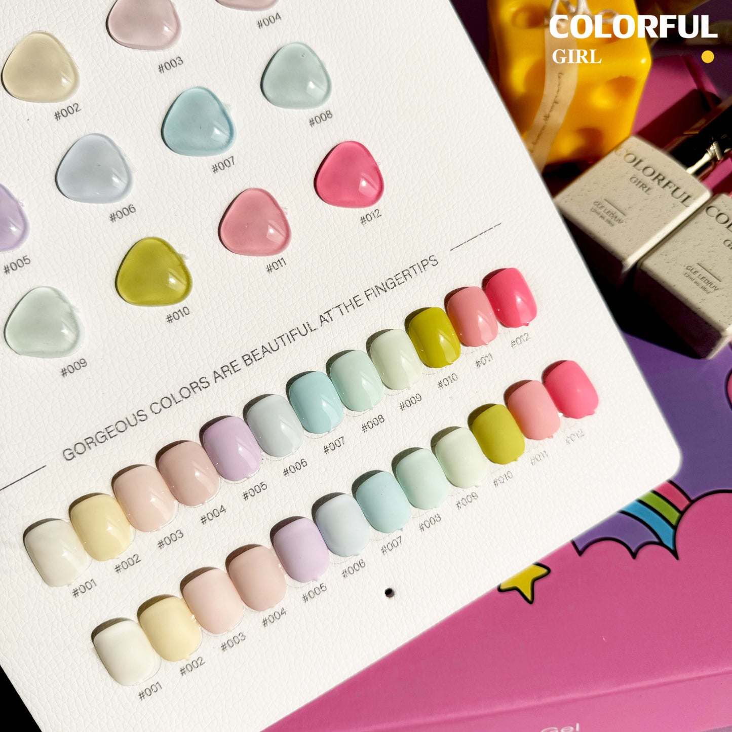 【พร้อมส่ง】 สีทาเล็บเจล Colorful girl สี ( Colorful girl) สีเจล Macaron 12สี Macaron+แถมชาทสีฟร
