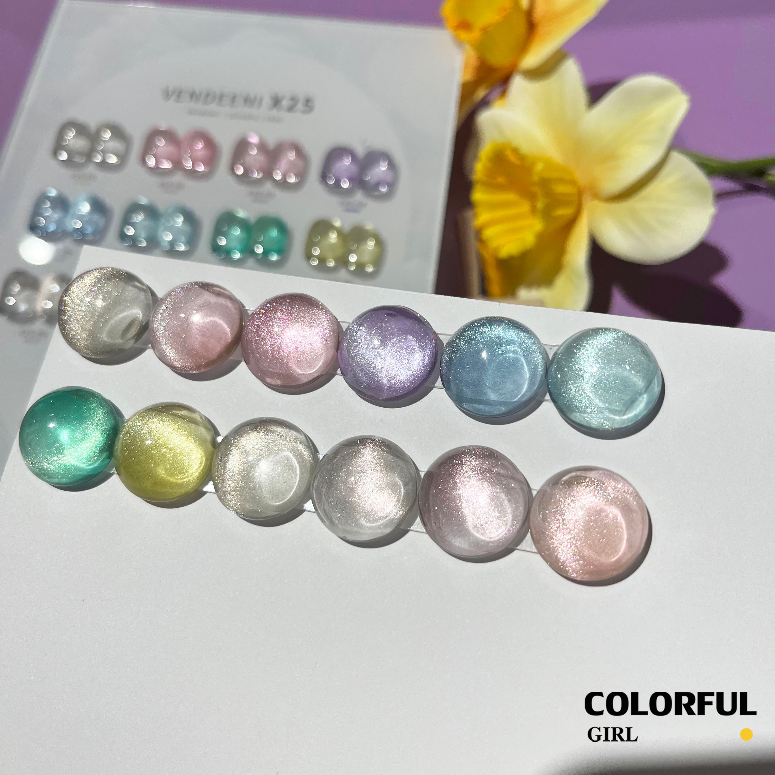 VENDEENI VDN-X25 สีเจลทาเล็บแคทอาย 12สี แถมฟรีชาร์ทสี