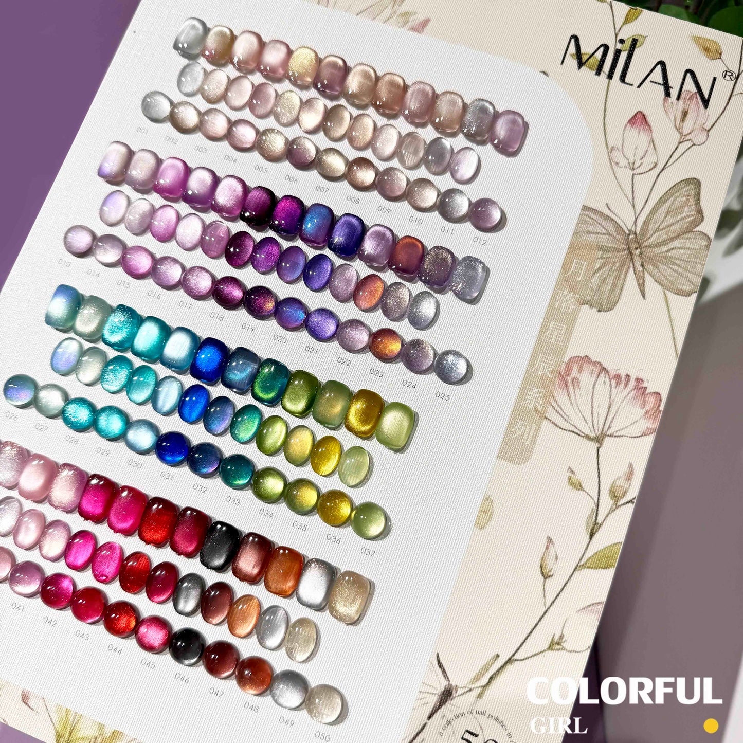 【พร้อมส่ง】MILAN 50 สี ✨ สีเจลแคทอายเนื้อซาติน + สีเจลแคทอายลูกแก้ว ครบเซ็ต 50 สี สีสวยแน่นชัด ติดทนนาน เงางามประกายหรูหรา เหมาะสำหรับร้านทำเล็บมืออาชีพและใช้ส่วนตัว แถมฟรีชาร์ทสี Cat Eye 50 สี (ทามาให้แล้ว พร้อมใช้งาน)