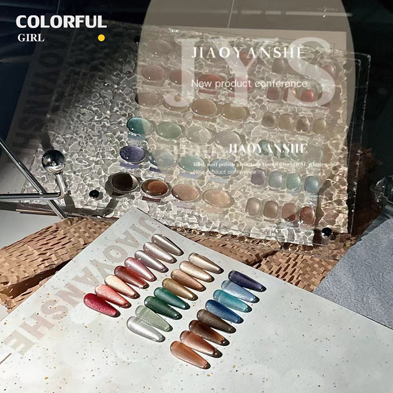 【พร้อมส่ง】 JYS 24สี (JIAO YAN SHE) สีเจลแคทอาย/ สีลูกแก้ว แถมชาร์ทอะคริลิคสำเร็จรูป แม่เหล็ก