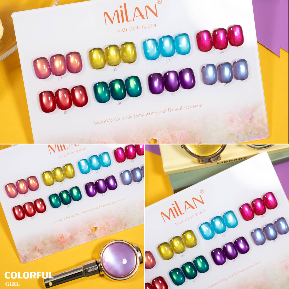 เจลเล็บ MILAN Cat Eye 8 สี สีเจลแคทอาย |โทนสุภาพ หวานละมุน | เจลแม่เหล็กตาแมว | สีชัด ติดทนนาน สำหรับงานเล็บมืออาชีพ | สร้างเอฟเฟกต์แสงได้ทันที (ทามาให้แล้ว พร้อมใช้งาน)สีเจลแคทอาย
