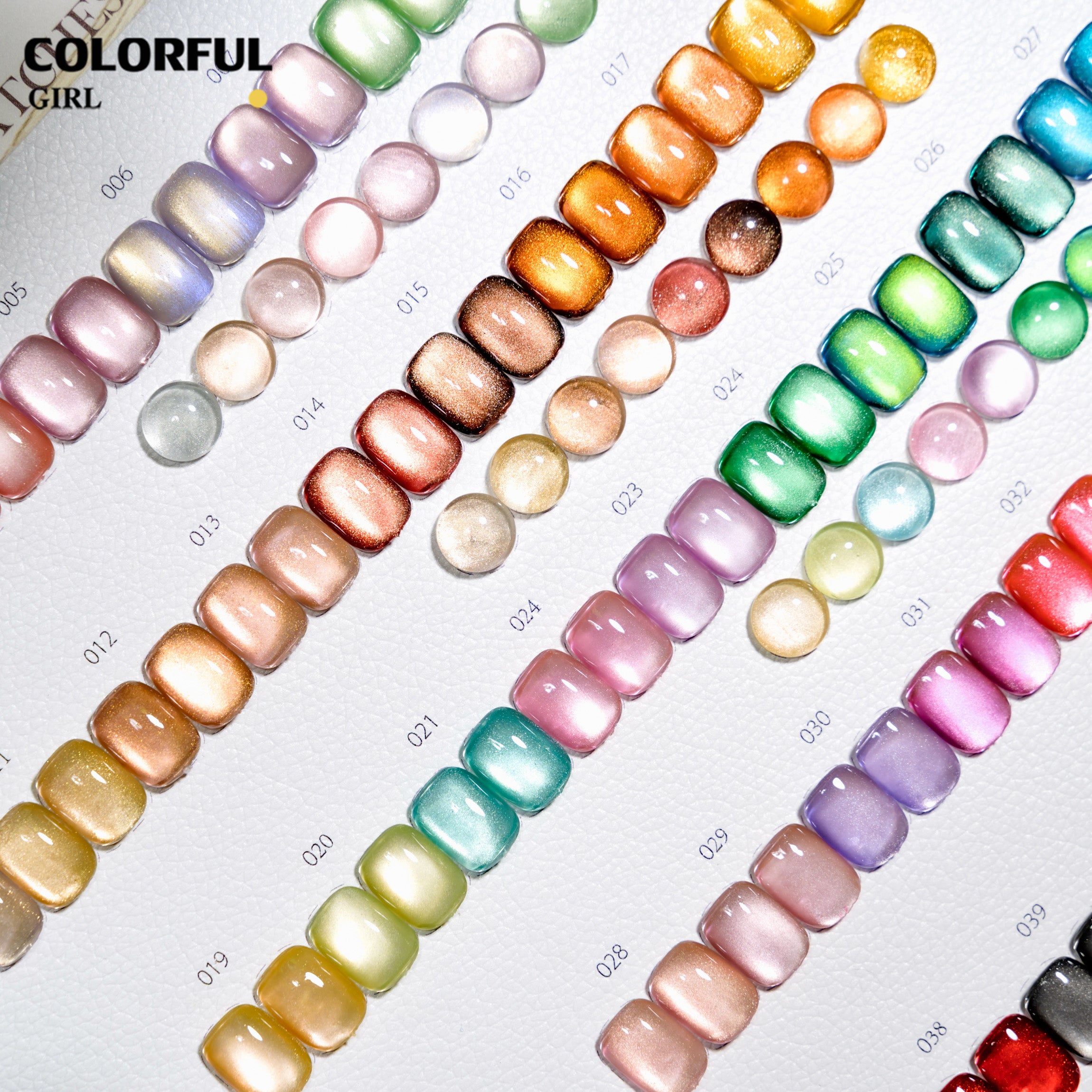 COLORFUL GIRL 45 สี สีเจลแคทอายเนื้อซาติน + สีเจลแคทอายลูกแก้ว แถมฟรีชาร์ทสี