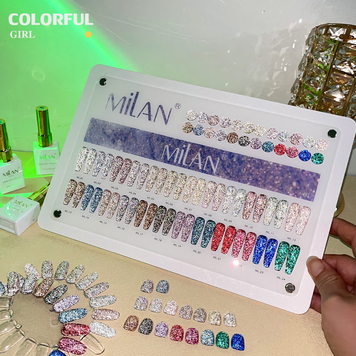 【พร้อมส่ง】milan สีเจลแฟลช 24 สี (milan )สีเจลทาเล็บ สี แถม ชาร์ทสี ยาทาเล็บเจล
