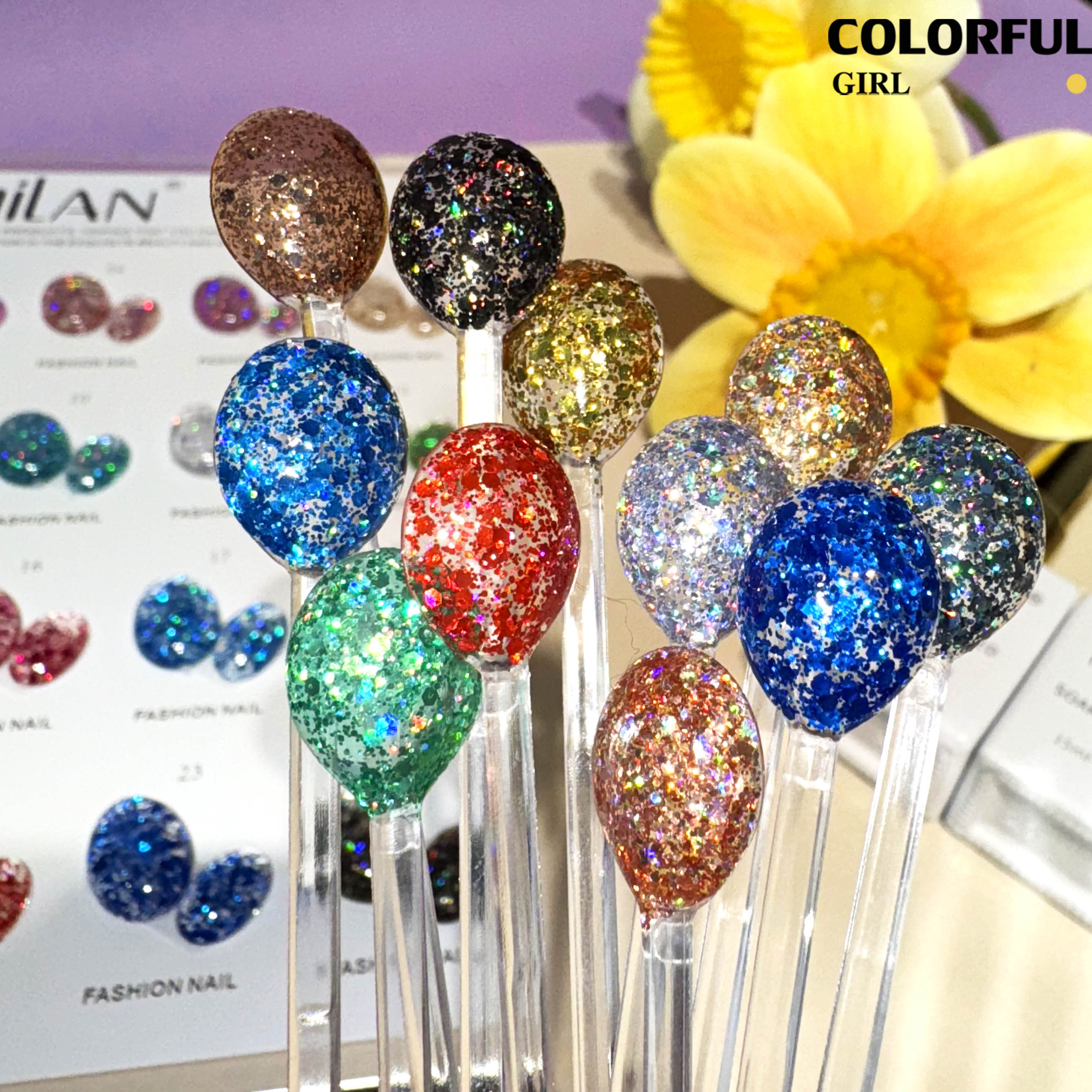 MILAN 24 สี สีกากเพชร สีเจลกลิซเตอร์ แถมฟรีชาร์ทสี