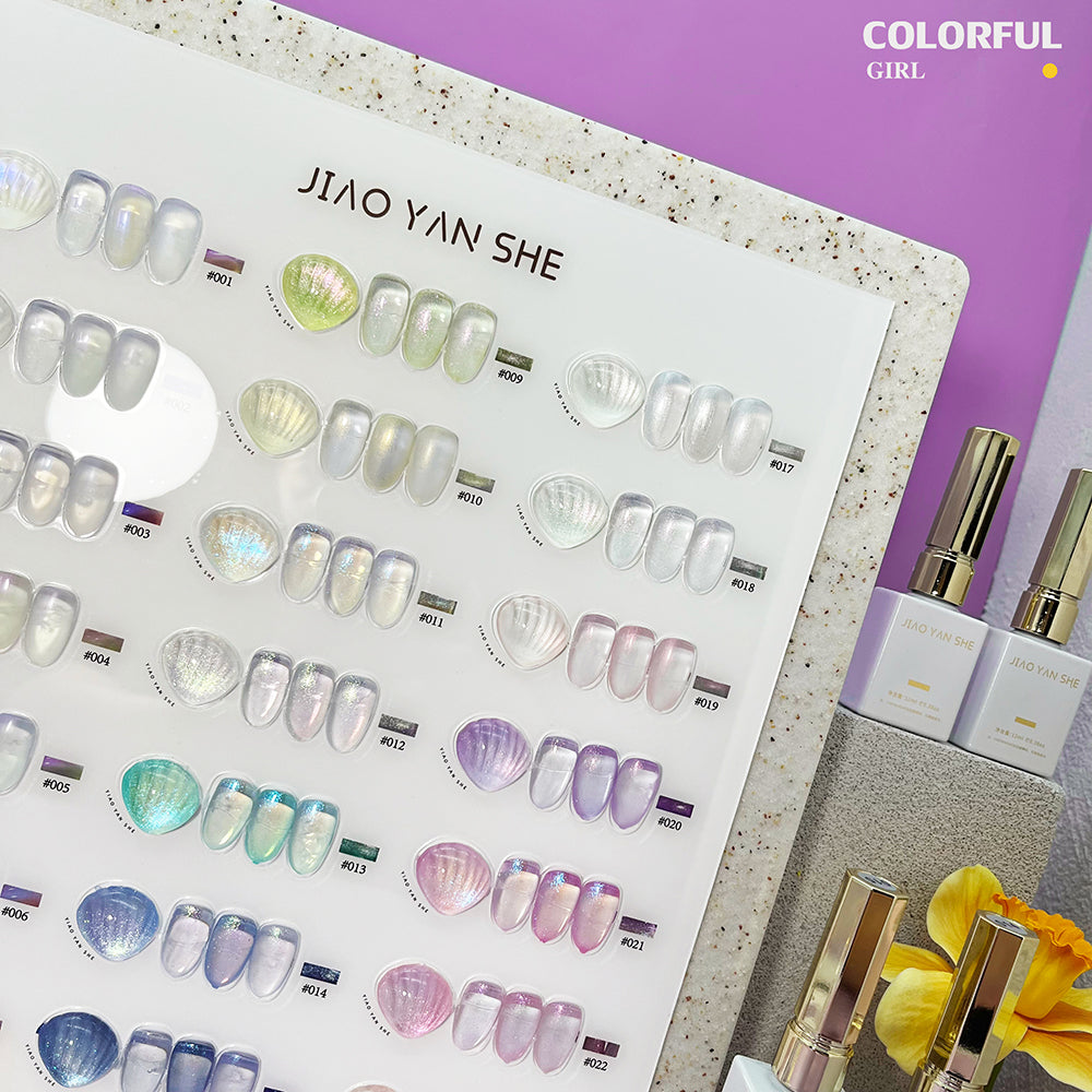 【พร้อมส่ง】สีเจล เซ็ท 24 สี JIAO YAN SHE ออโรร่าเซ็ทเปลือกหอย เซ็ทเปลือกหอย แถมชาร์ทอะคริลิคสำเร็จรูป