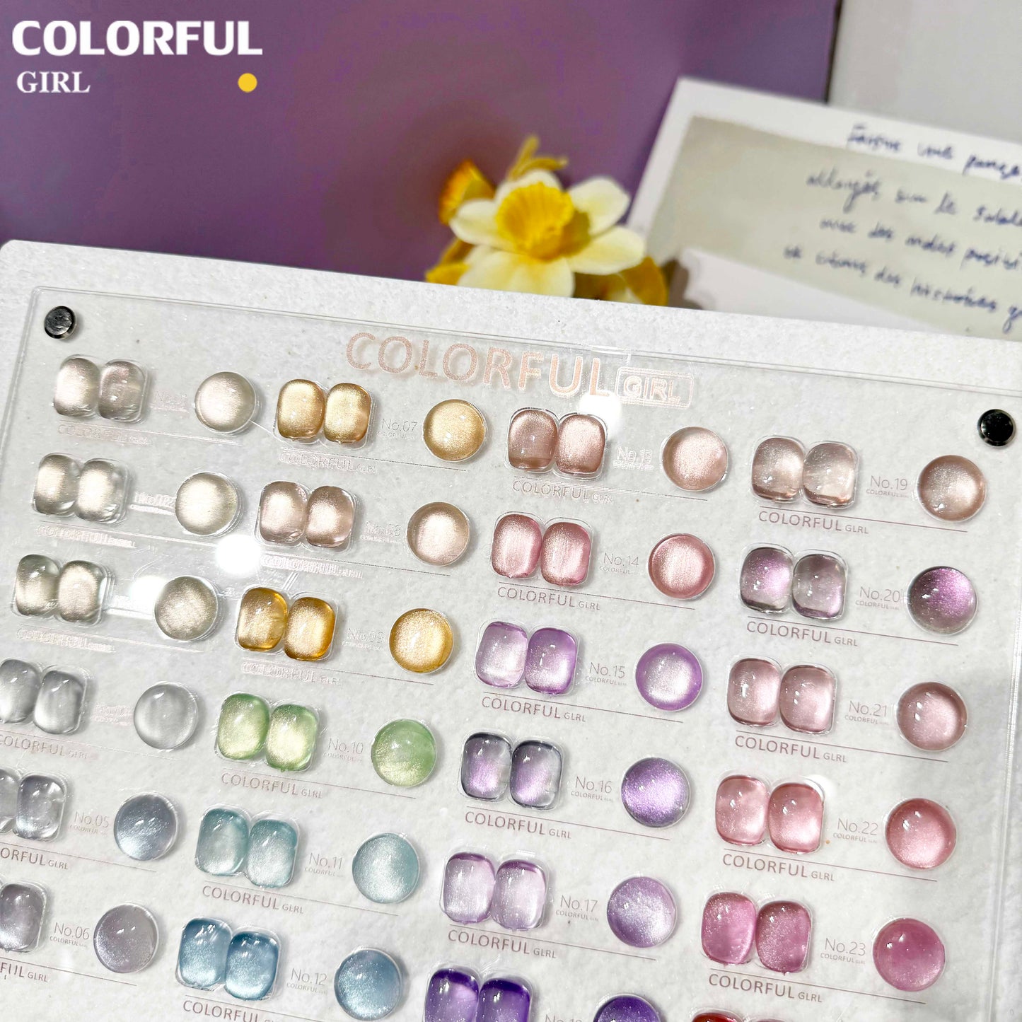 【พร้อมส่ง】Colorful Girl เซต 24 สีเจลแคทอาย ซาตินมุก✨ สีลูกแก้วสุดหรู แถมชาร์ทสี (ทาให้แล้ว) เม็ดสีแน่น สีสวย เงางามติดทนนาน💅