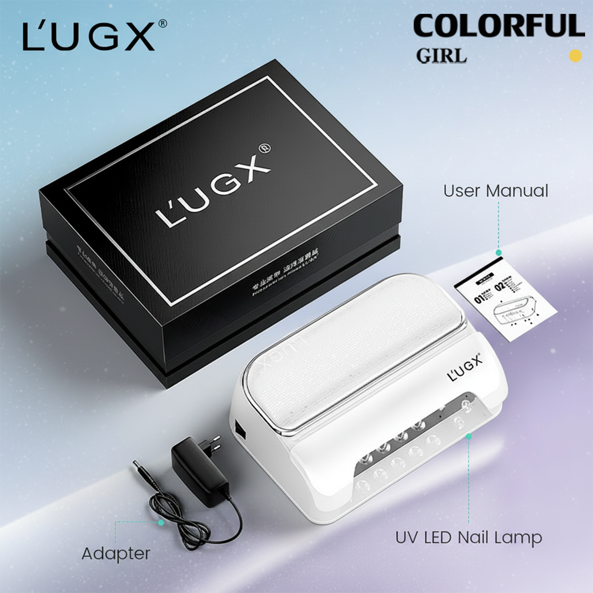 L’UGX LG802 / LG802S เครื่องอบเล็บ UV LED ดีไซน์ปกป้องสายตา พร้อมเบาะรองมือในตัว ถนอมผิว ไม่ทำให้มือดำ ถอดฐานได้ มีให้เลือกทั้งรุ่นชาร์จไฟ / รุ่นเสียบปลั๊ก