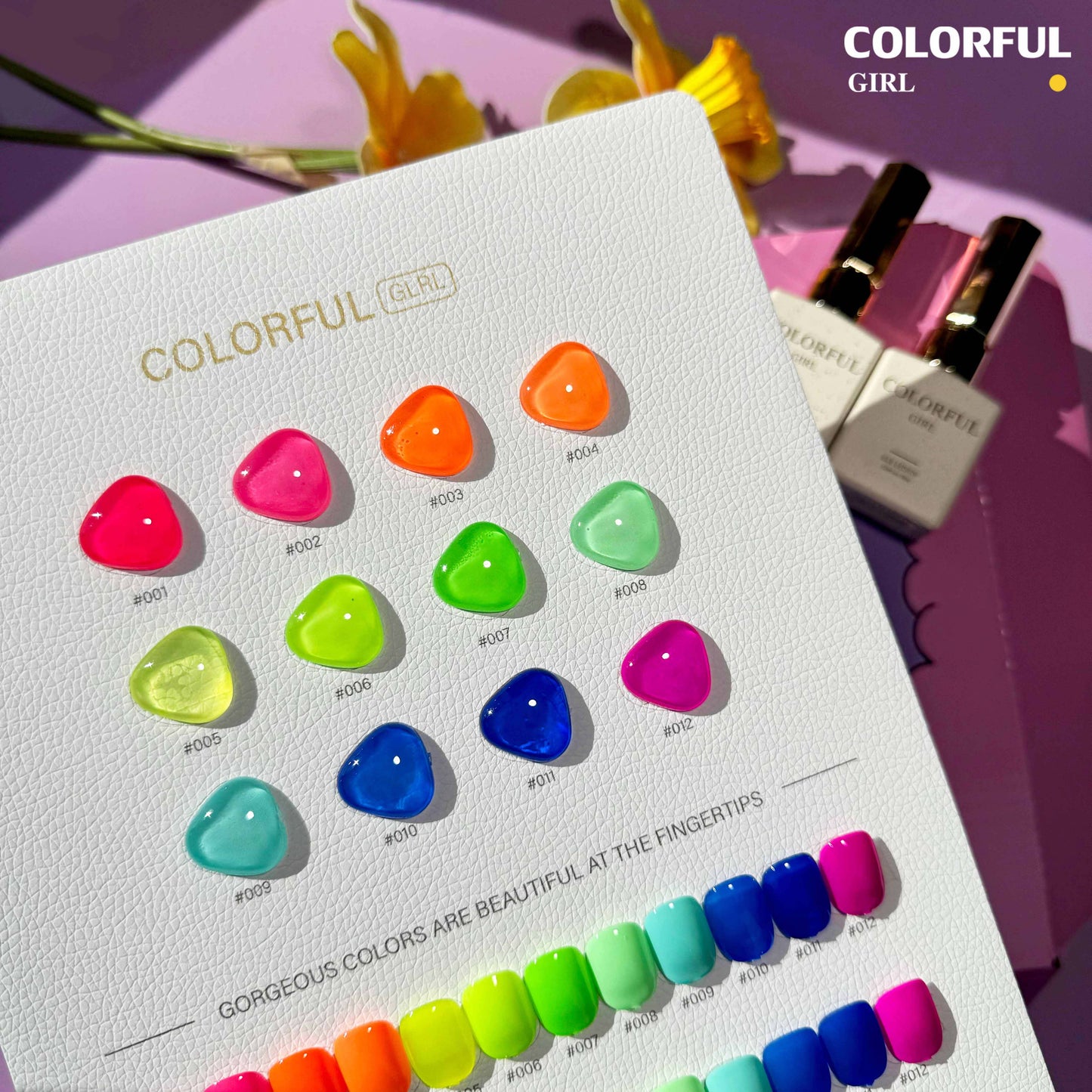【พร้อมส่ง】 สีทาเล็บเจล Colorful girl สี( Colorful girl) สีเจล นีออน 12สี แถมชาทสีฟร +แถมชาทสีฟร