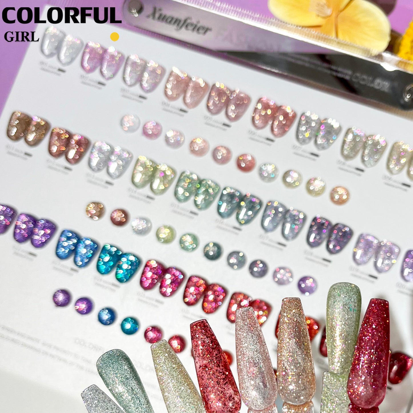 【พร้อมส่ง】 XUANFEIERชุด30สี  (XUANFEIER)  สีเจลแฟลชกลิตเตอร์  แพลตติมันแฟลช+ประกายออโรร่า  กากเพชรชัด แน่น