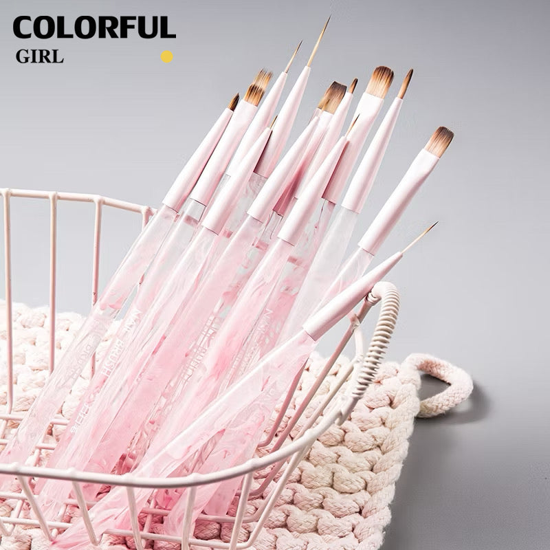 อะคริลิคเล็บแปรง 13 สไตล์ให้เลือก แปรงเล็บแปรงอะคริลิค Uv Gel Extension แปรงเล็บเครื่องมือ พู่กันไล่สี สําหรับตกแต่งเล็บ พร้อมฝาปิด