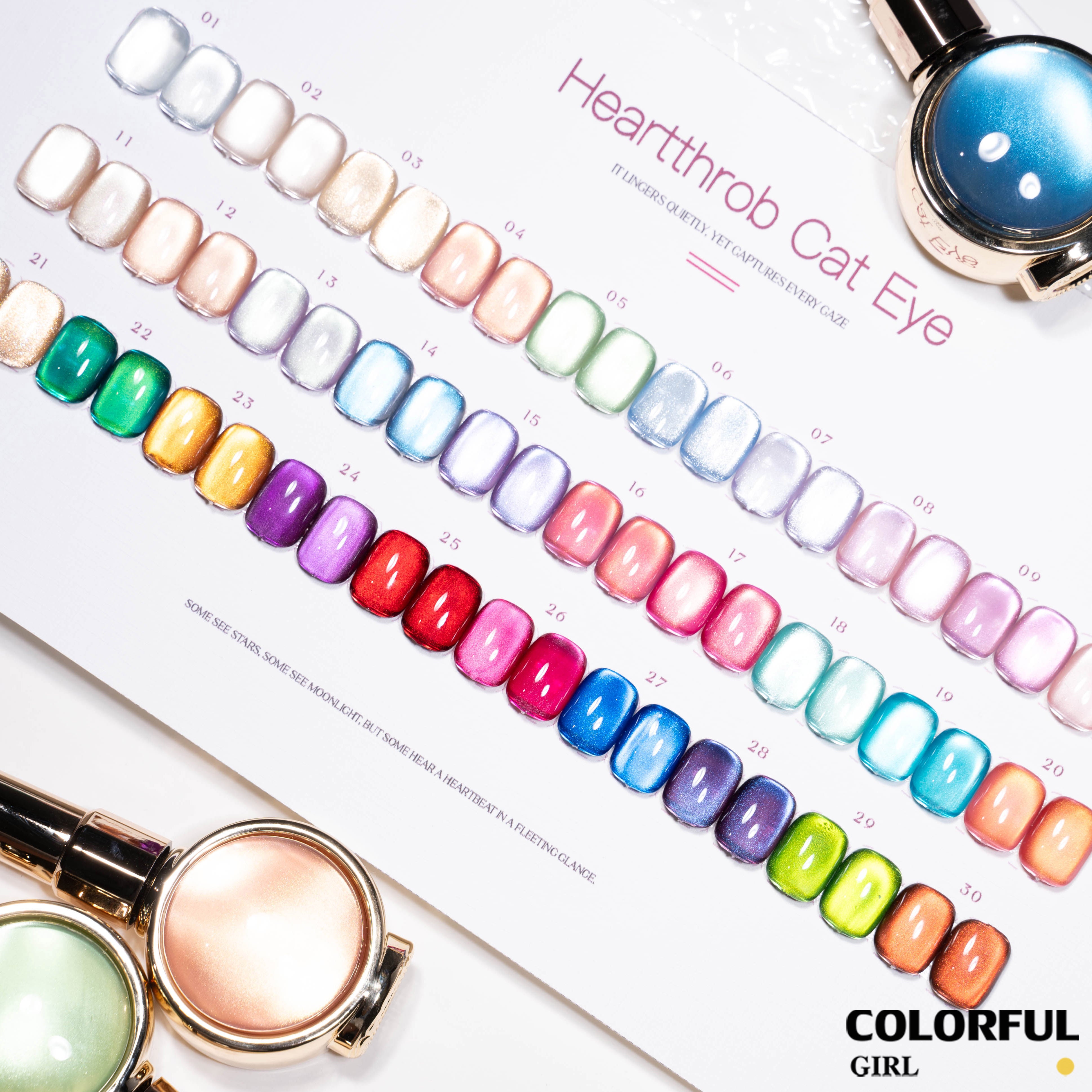 【พร้อมส่ง】แบบแยกขวด Milan Cat Eye สีเจลแคทอาย โทนสีลูกแก้ว เจลทาเล็บ UV/LED 30 สี แยกขวด รหัสสี 01-30 ใช้ร่วมกับแม่เหล็ก
