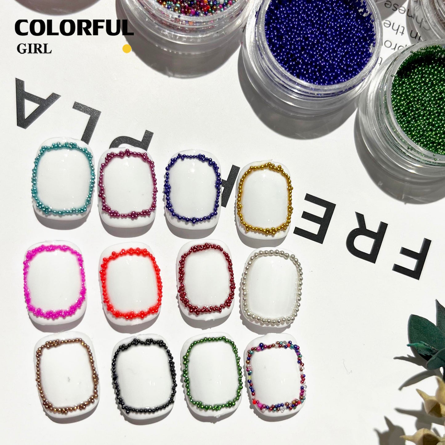 【พร้อมส่ง】【12กล่อง】 ตกแต่งเล็บสติกเกอร์ Mini Macaron ลูกปัดรอบ