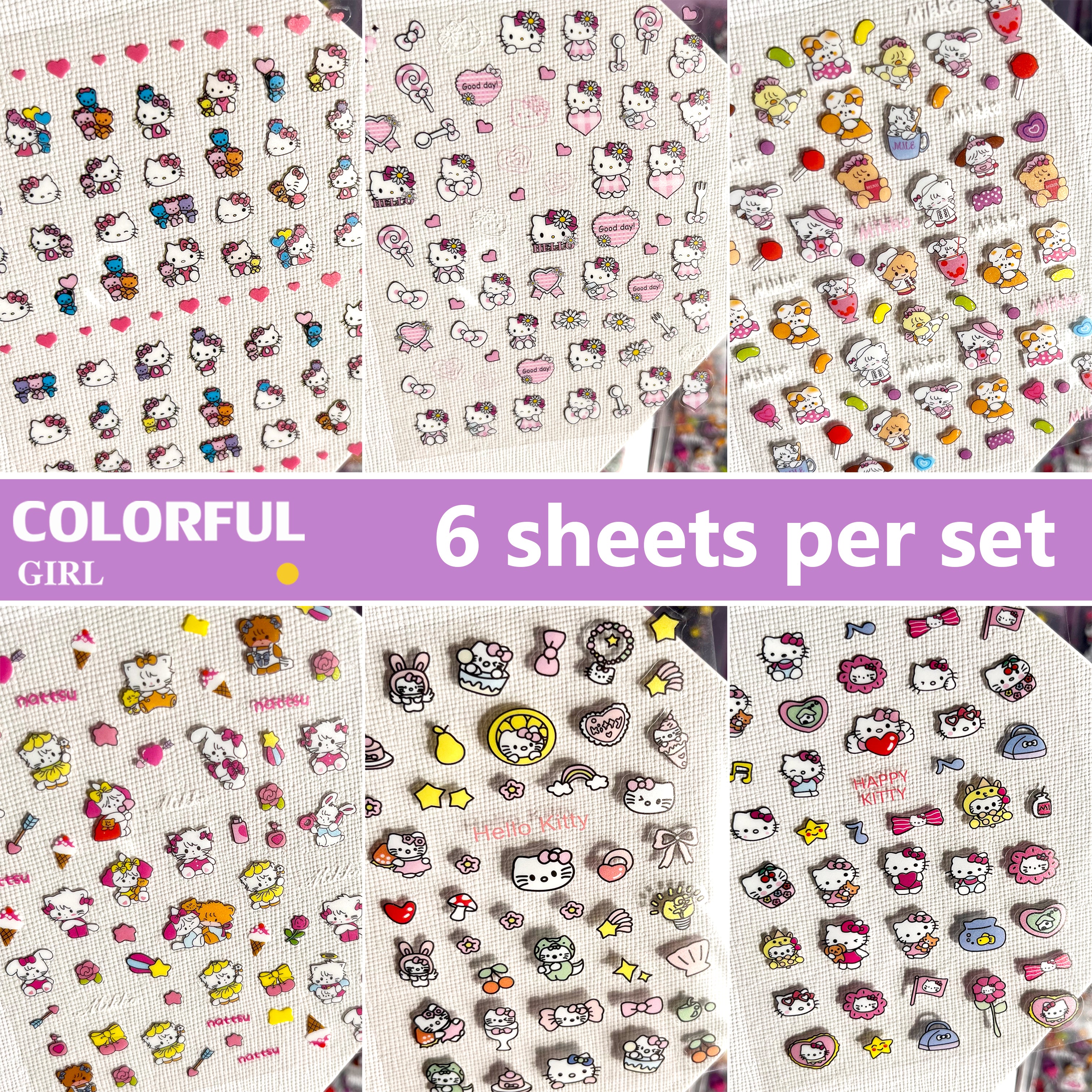 สติกเกอร์ สำหรับตกแต่งหน้าเล็บ (6ชิ้น/แพ็ค) (1ชิ้น/แพ็ค)น่ารัก ชุด 6 แผ่น