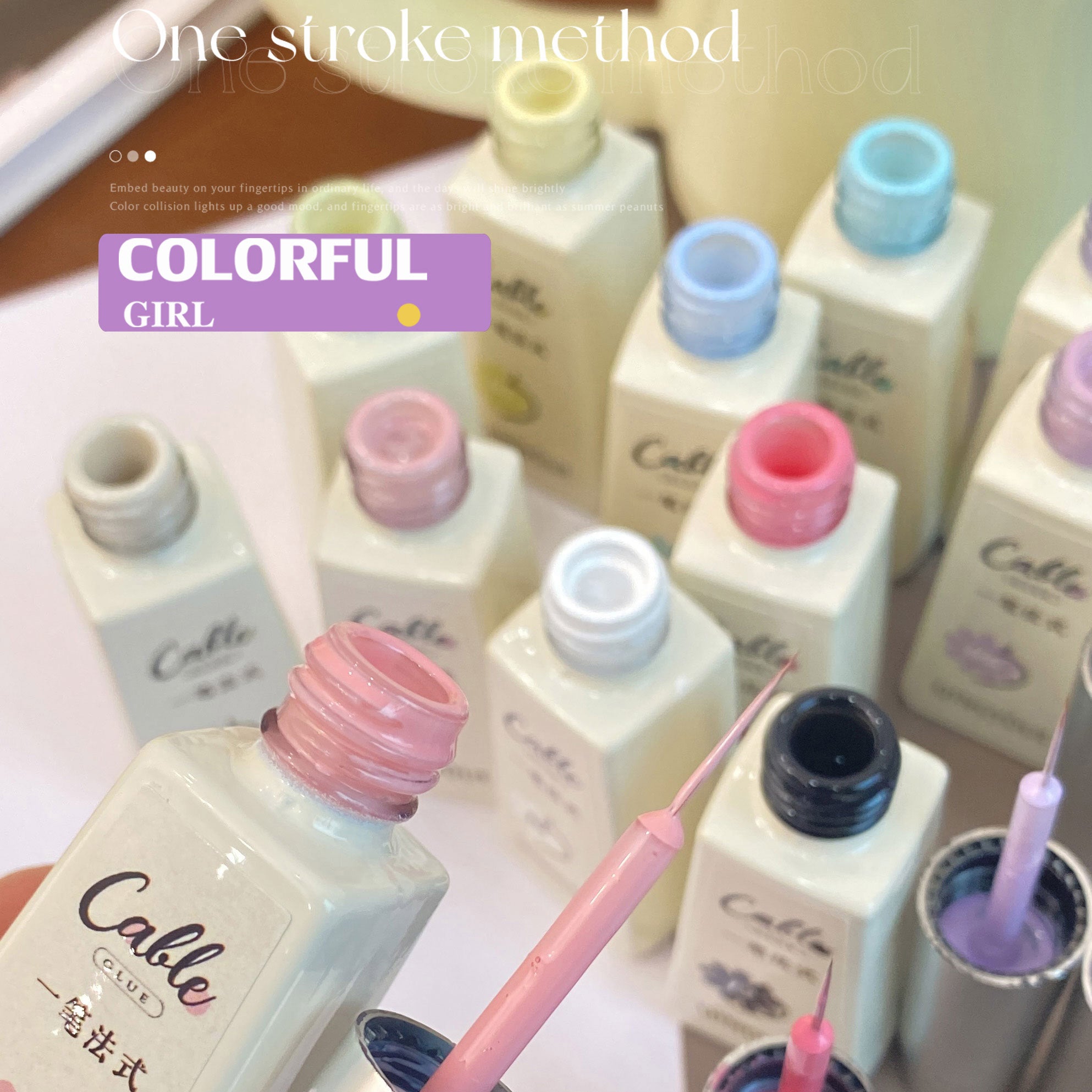 QINGYOU สีเจลแบบไลน์เนอร์ 12 สี สีพาสเทล สามารถใช้เพ้นท์ ลากเส้น หรือเฟร้นซ์ปลายเล็บ ได้
