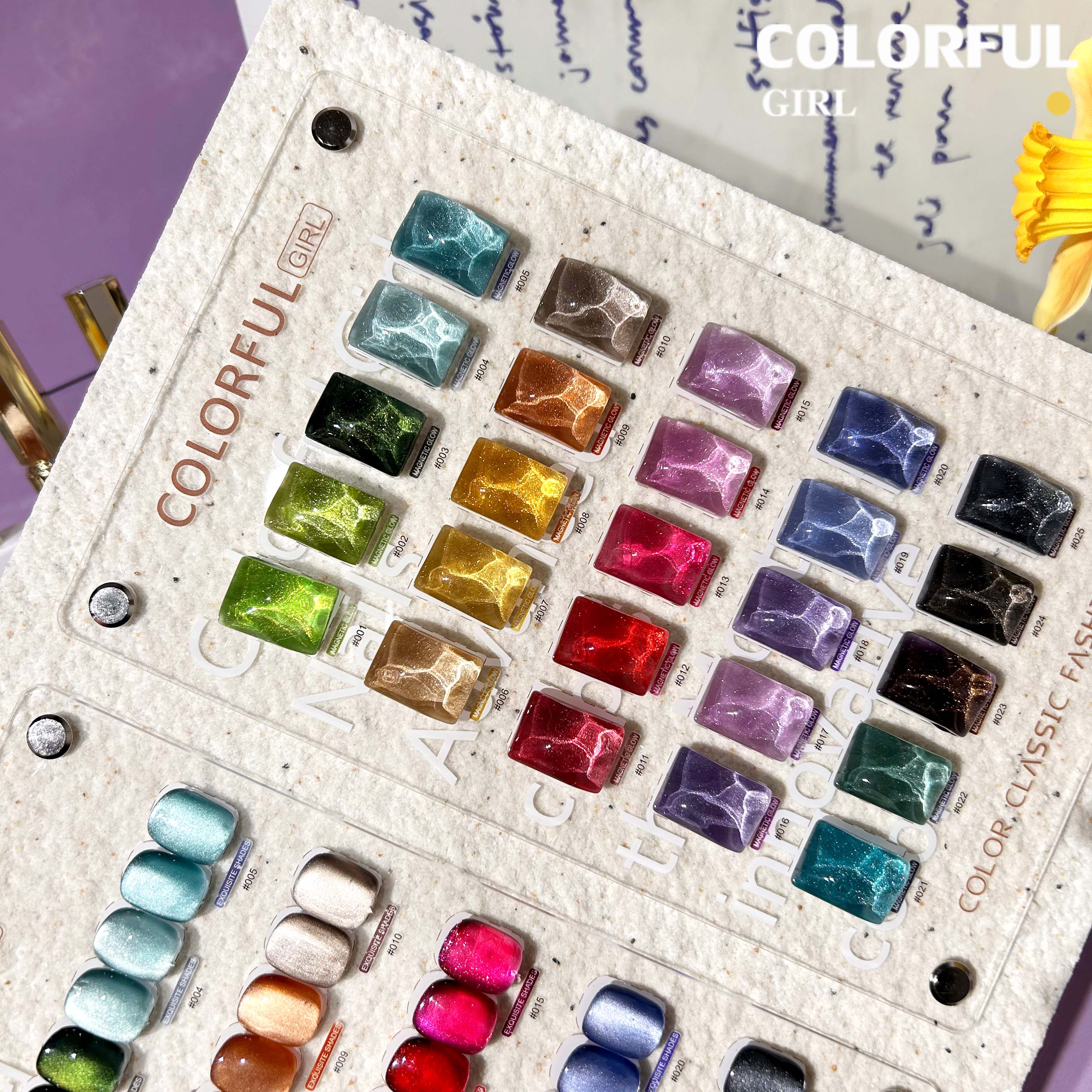 COLORFUL GIRL 25 สี สีเจลแคทอายเนื้อซาติน+สีเจลแคทอาย ฟรีชาร์ทสีสุดพรีเมียม