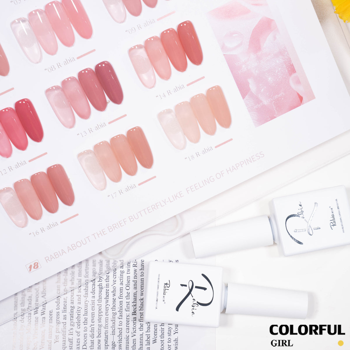 ✨พร้อมส่ง🇹🇭✨ Rabia 18 สี สีเจลไซรัป โทนชมพู Ice Peach 18สี + โทนสีธรรมชาติคล้ายสีผิว แถมชาร์ตสีเจล เนื้อเจลใสละมุน สีสวยชัด เหมาะสำหรับร้านทำเล็บ