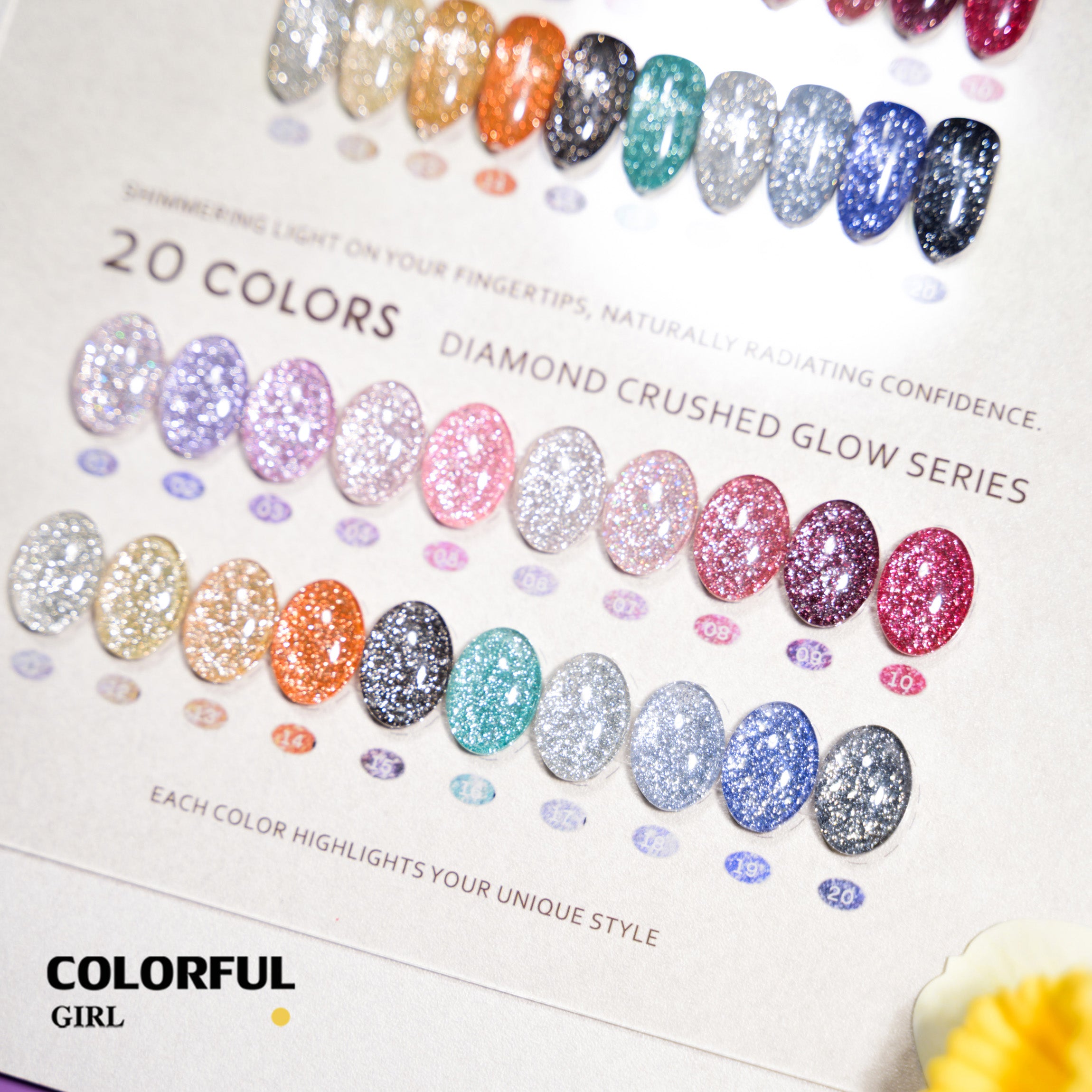 COLORFUL GIRL เจลแฟลชโอปอล 20 สี ✨ วิ้งระยิบระยับ ฟรีชาร์ทสี
