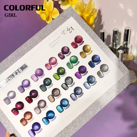 พร้อมส่งในไทย 《 VENDEENI》24สี สีเจลแคทอายประกายเพชรVENDEENI  VDN-E28 (แคทอายสูตรนี้มีดีที่กลิตเตอร์! ใส่ผงแฟลชเข้าไป วิบวับขั้นสุด) สีเจลทาเล็บแคทอาย    สีลูกแก้วแคทอาย สีลูกแก้ว ส่งไว