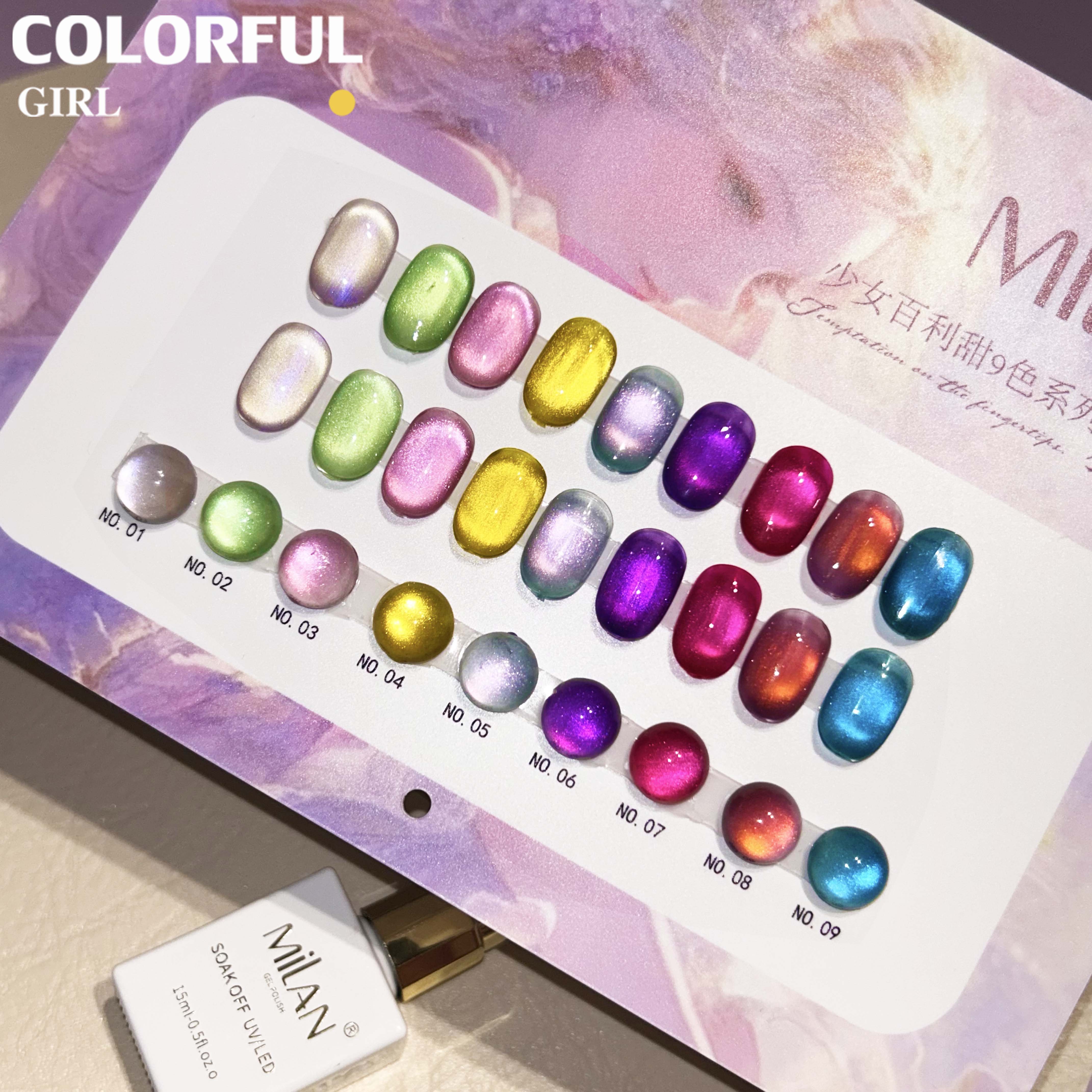 MILAN สีเจลแคทอายเนื้อซาติน 9 สีสุดฮิต | สีลูกแก้วแวววาว | แถมชาร์ตสีฟรี