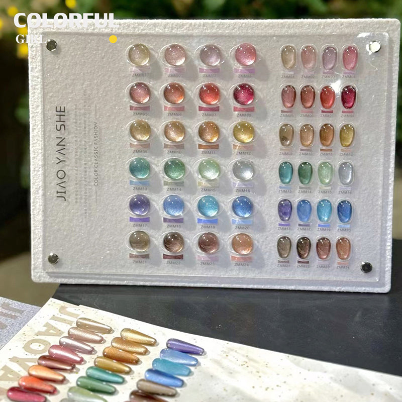 【พร้อมส่ง】 JYS 24สี (JIAO YAN SHE) สีเจลแคทอาย/ สีลูกแก้ว แถมชาร์ทอะคริลิคสำเร็จรูป แม่เหล็ก