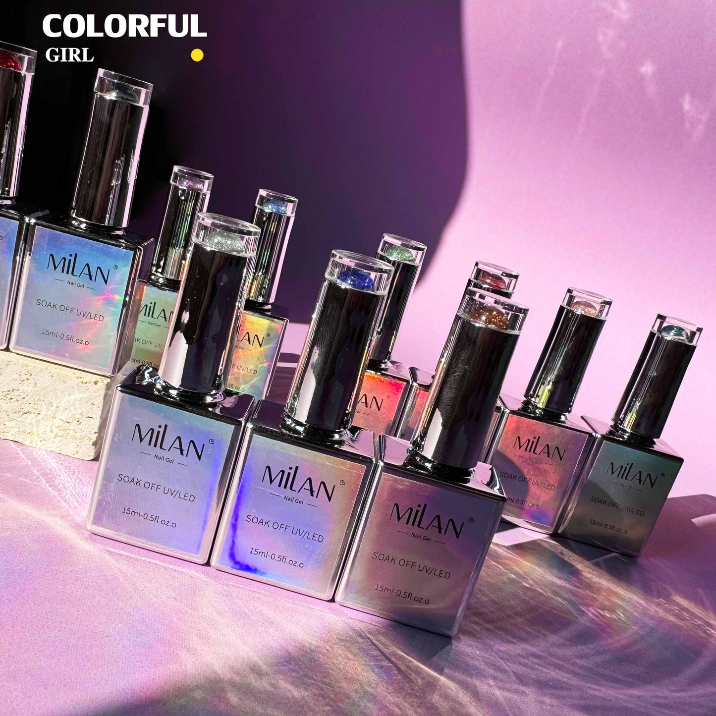 【พร้อมส่ง】milan สีเจลแฟลช 12 สี (milan )สีเจลทาเล็บ สี แถม ชาร์ทสี ยาทาเล็บเจล 15 มล.