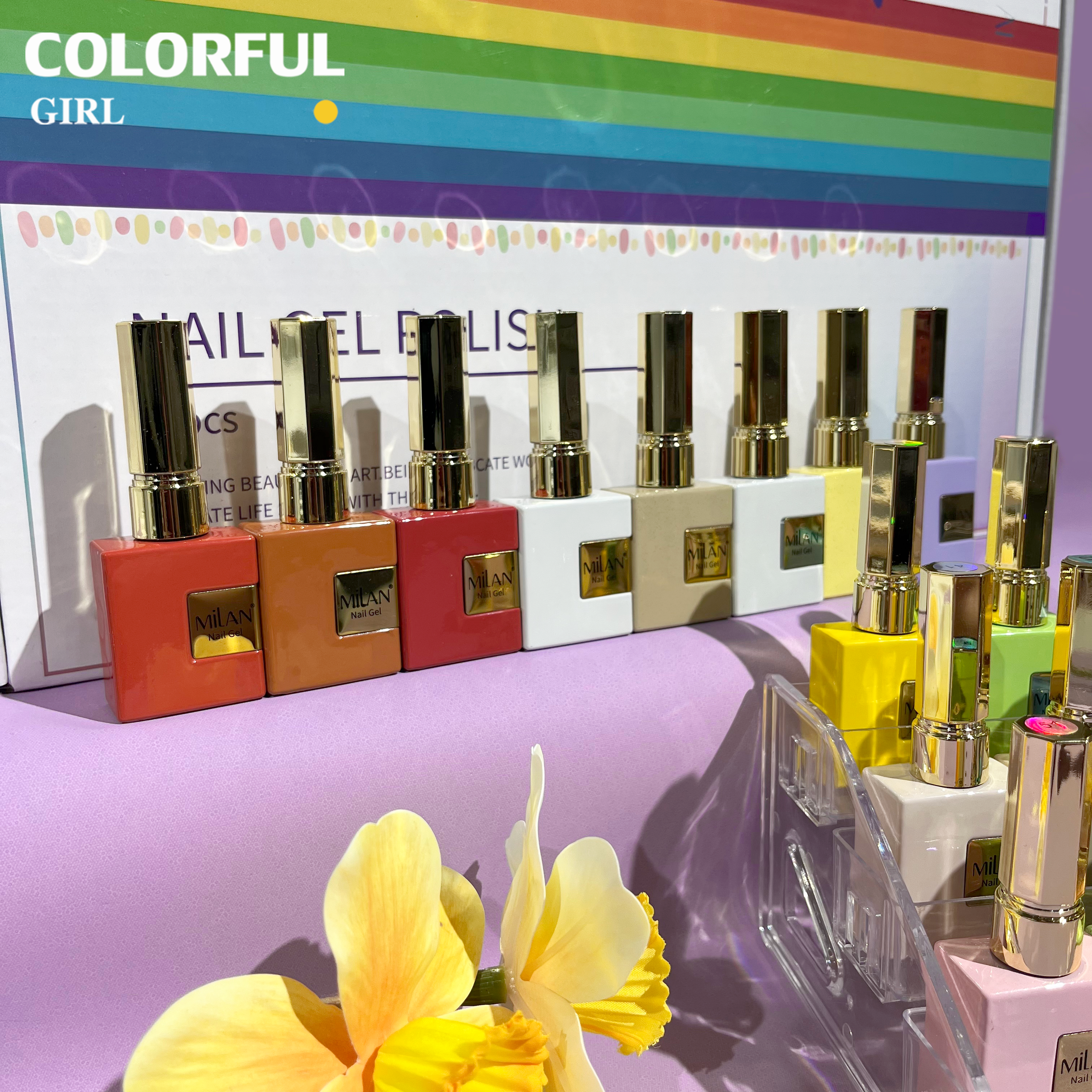 Milan 60 สี สีเจลกลิซเตอร์+ สีเจลสีพื้น+ สีเจลไซรัป แถมท็อปและเบส พร้อมชาร์ทสีฟรี