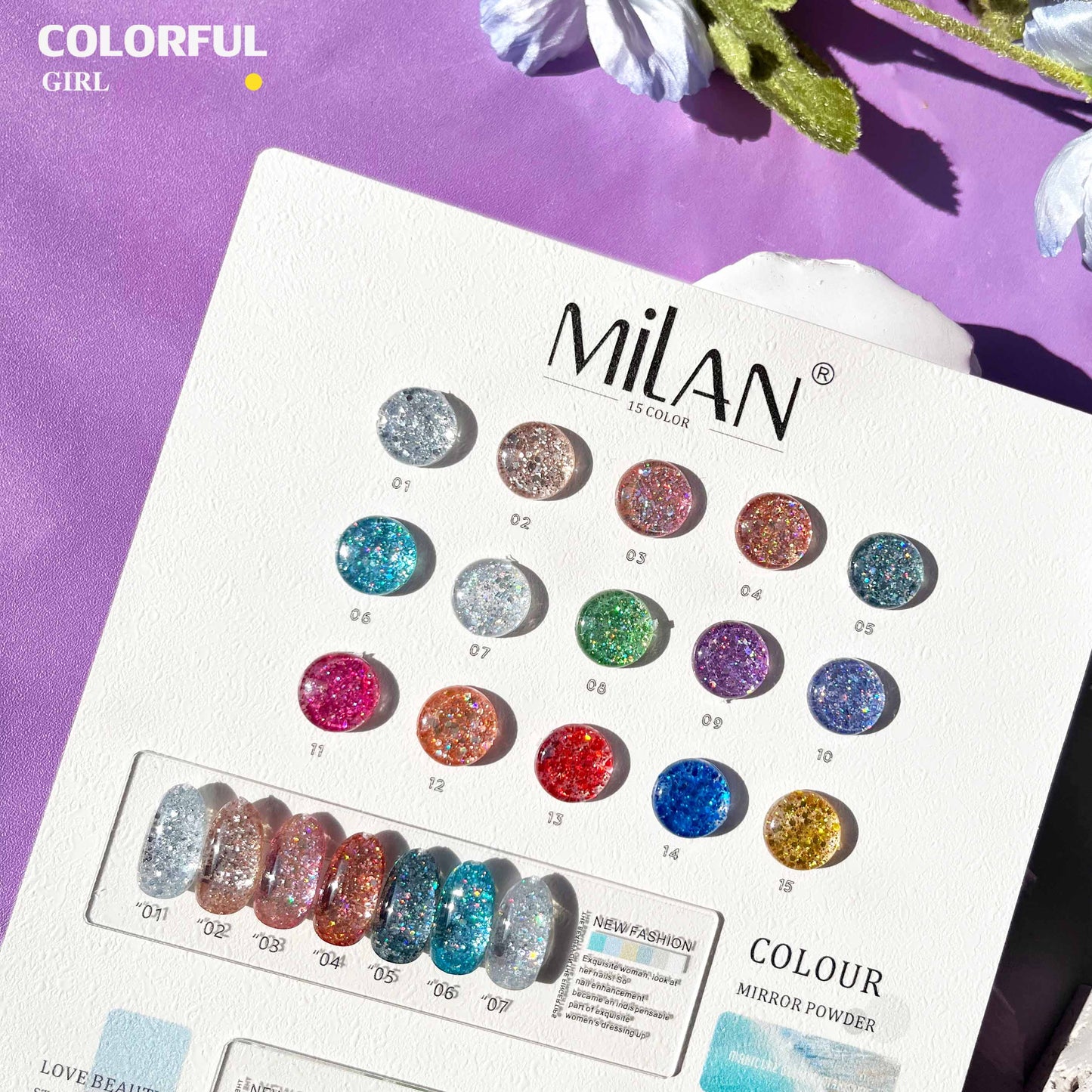 【พร้อมส่ง】MILAN 15สี สีเจล สีเจลแฟลช15สี สีเจลกลิซเตอร์ แถม ชาร์ทสี