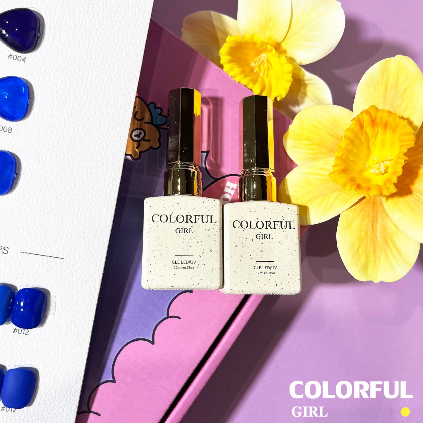 【พร้อมส่ง】 สีทาเล็บเจลColorful girl สี( Colorful girl) สีเจล สีเจลสีพื้น 12สีชุดเจลสีฟ้า แถม ชาร์ทสี