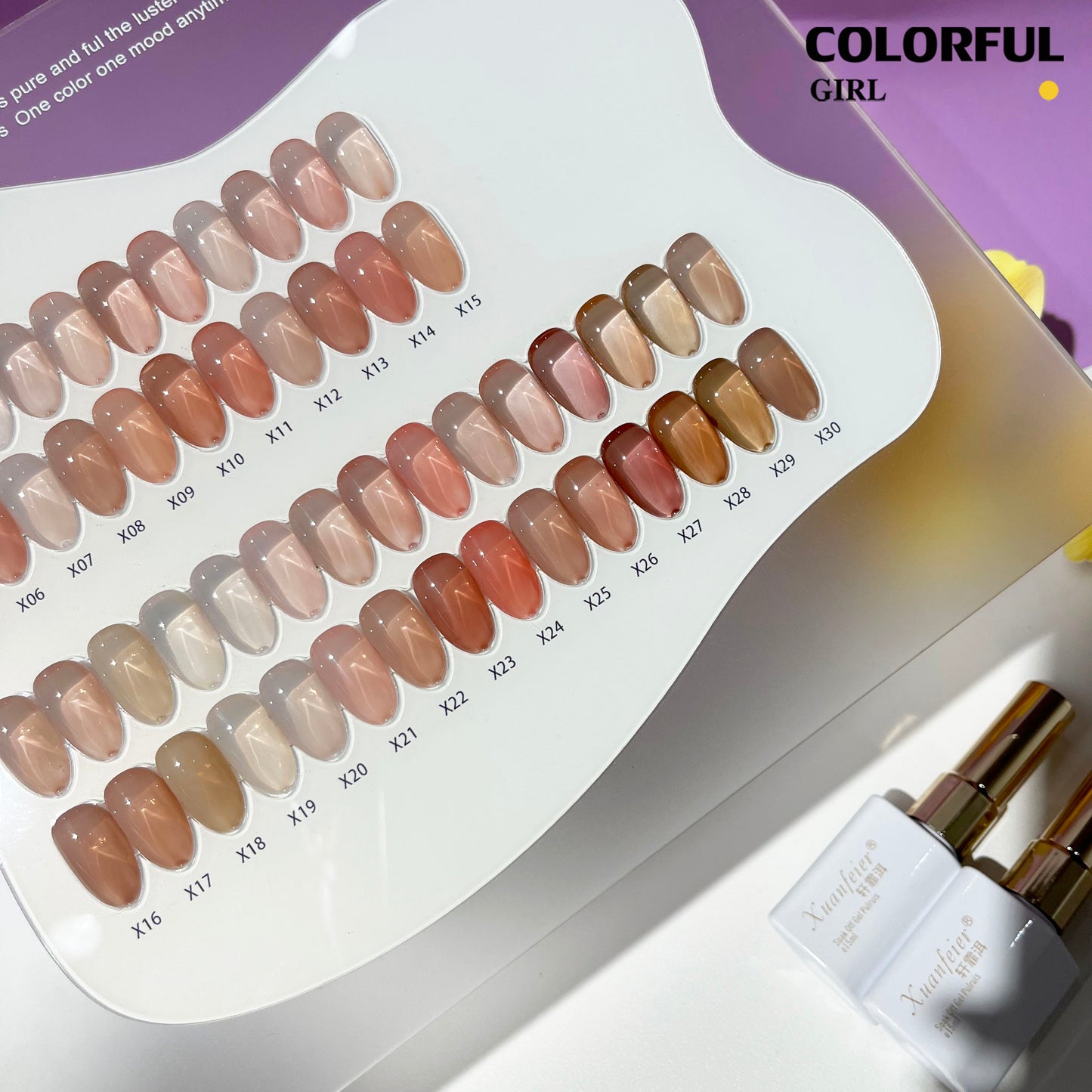 ✨พร้อมส่ง🇹🇭✨สีเจลไซรัปรุ่นใหม่ XUANFEIER 30  สี สีเจลไซรัป โทนชมพู Ice Peach 30 สี แถม ชาร์ทสี สีเจลไซรัปIce Peach