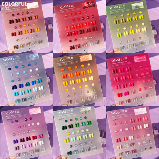 【พร้อมส่ง】Xuanfeier15สี  สีเจลกลิซเตอร์+สีเจลสีพื้น 15 สี แถม ชาร์ทสี(XUANFEIER)