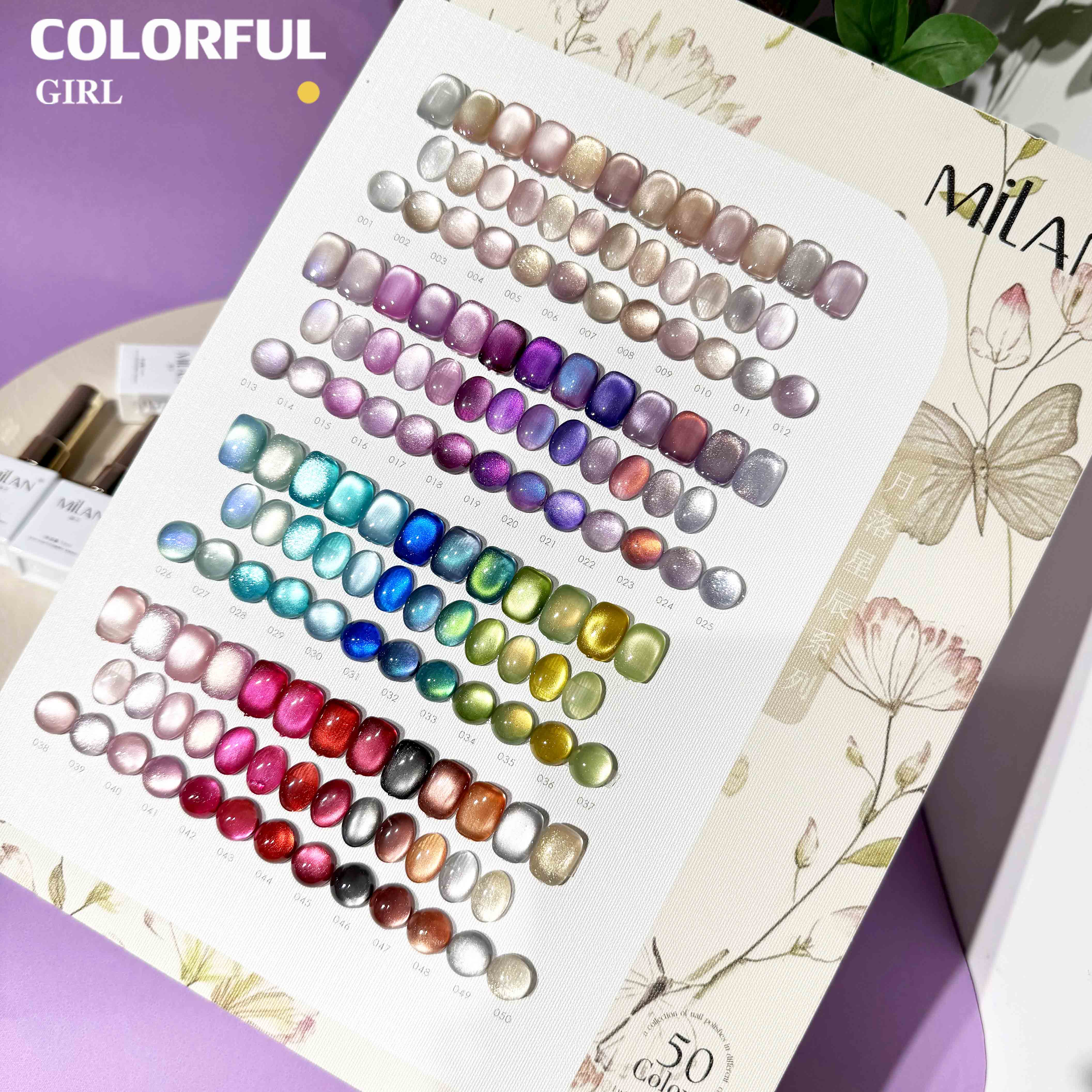 สีเจลแคทอายเนื้อซาติน + สีเจลแคทอายลูกแก้ว เซ็ต 50 สี แถมฟรีชาร์ทสี