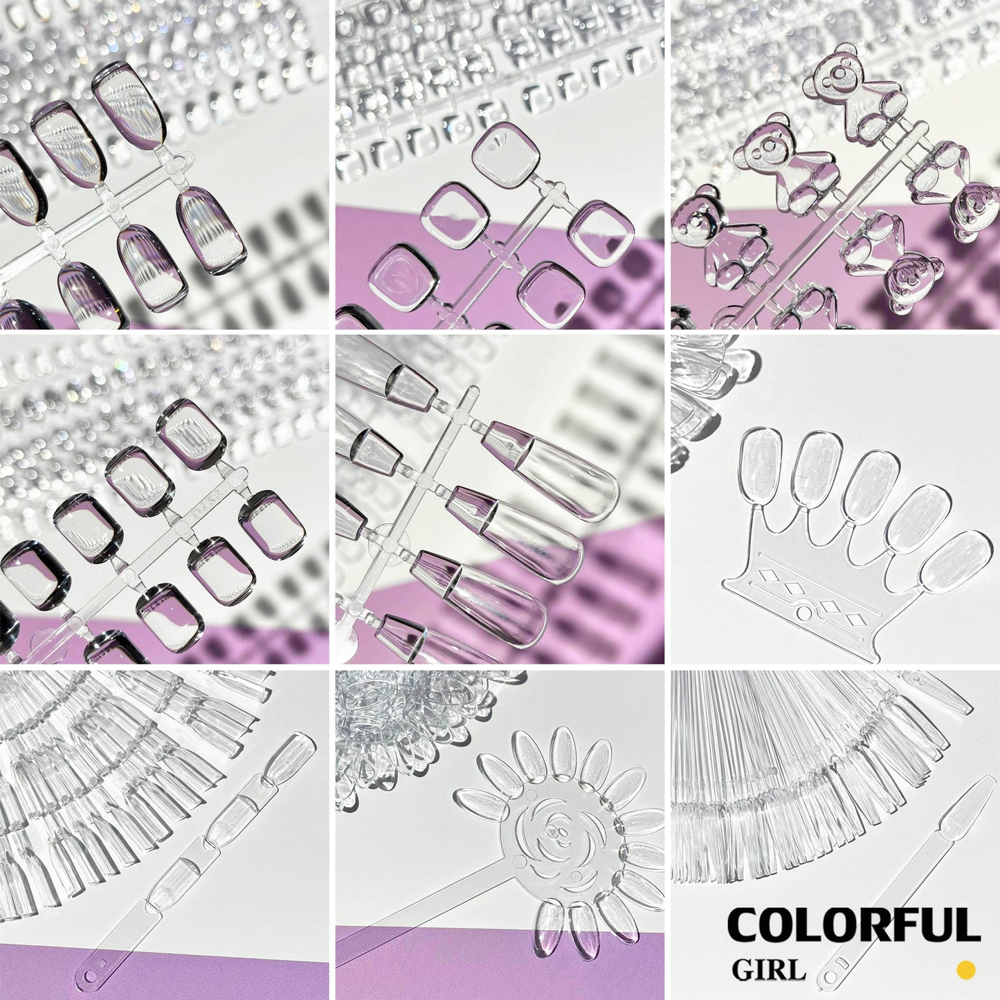 【พร้อมส่ง】เลือกได้ 25 รูปแบบ ถาดโชว์เล็บปลอมอะคริลิค UV ทรงวงรี ลายดอกไม้ สีขาวใส สําหรับฝึกทําเล็บ
