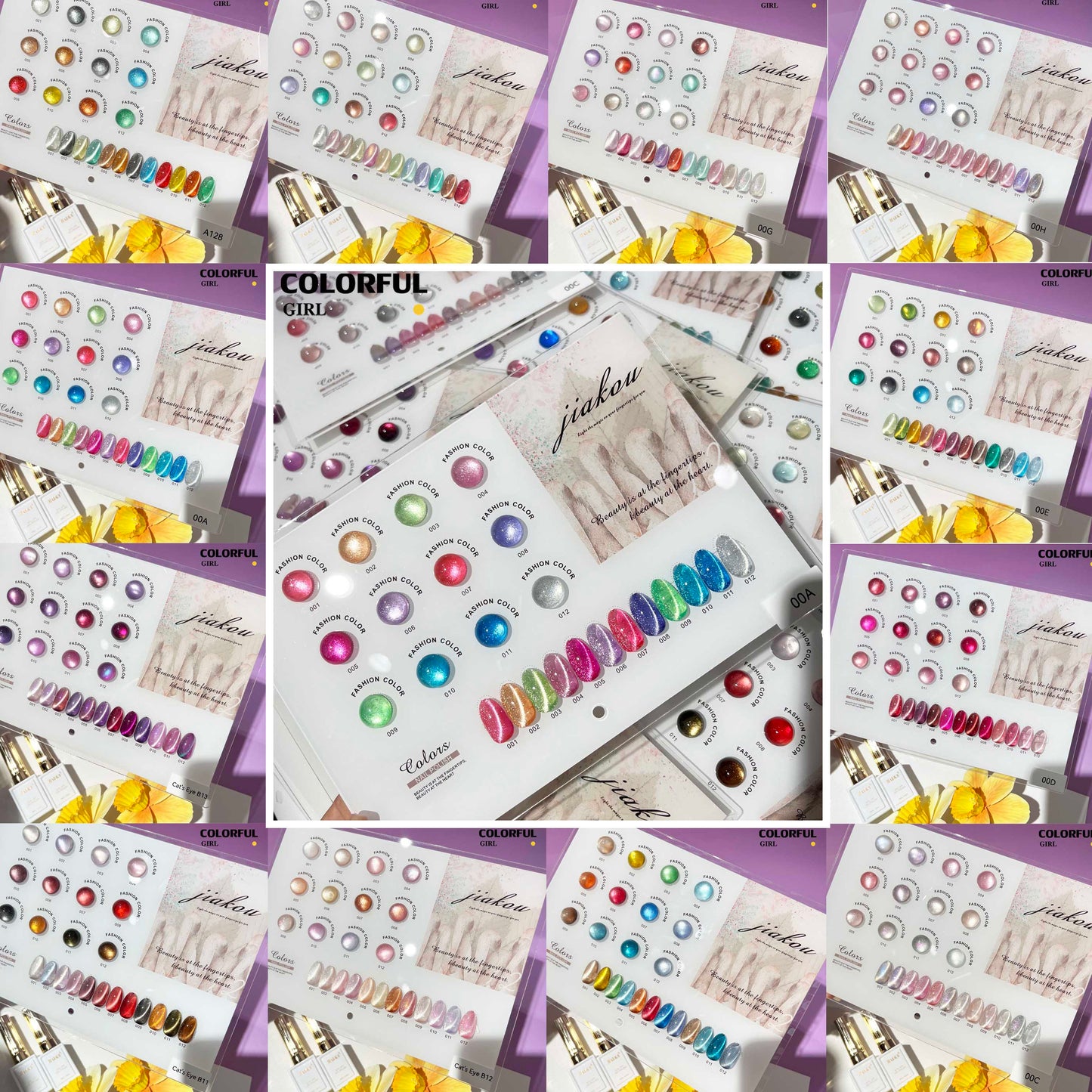 พร้อมส่ง สีลูกแก้ว 12สี แบรนด์JIAKOU รุ่น ใหม่ล่าสุด สีเจลแคทอาย ฟรีชาร์ทสี Cat eye แม่เหล็ก เอฟเฟกต์มันเงามาก
